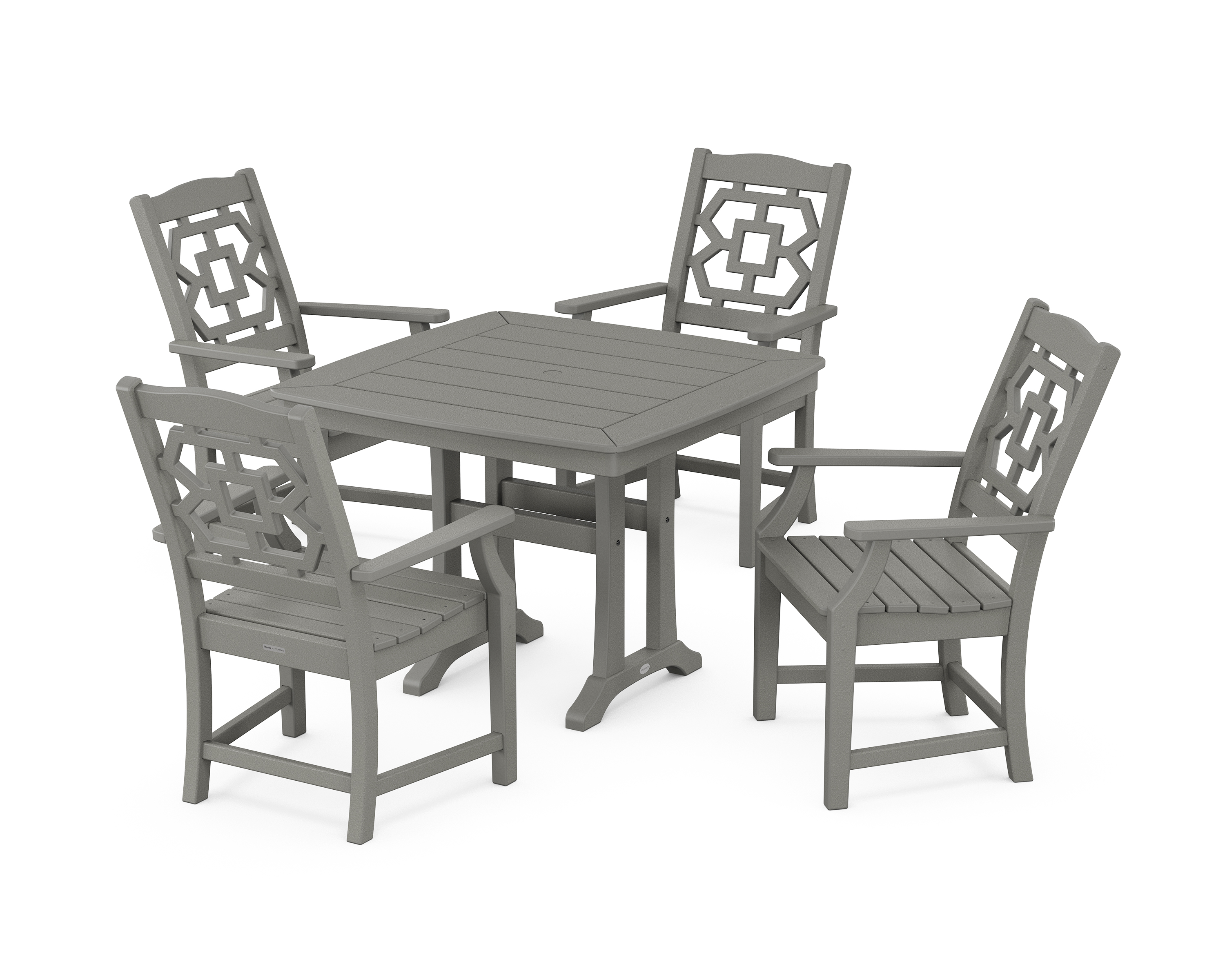 POLYWOOD Chinoiserie 5-Piece Dining Set with Trestle Legs