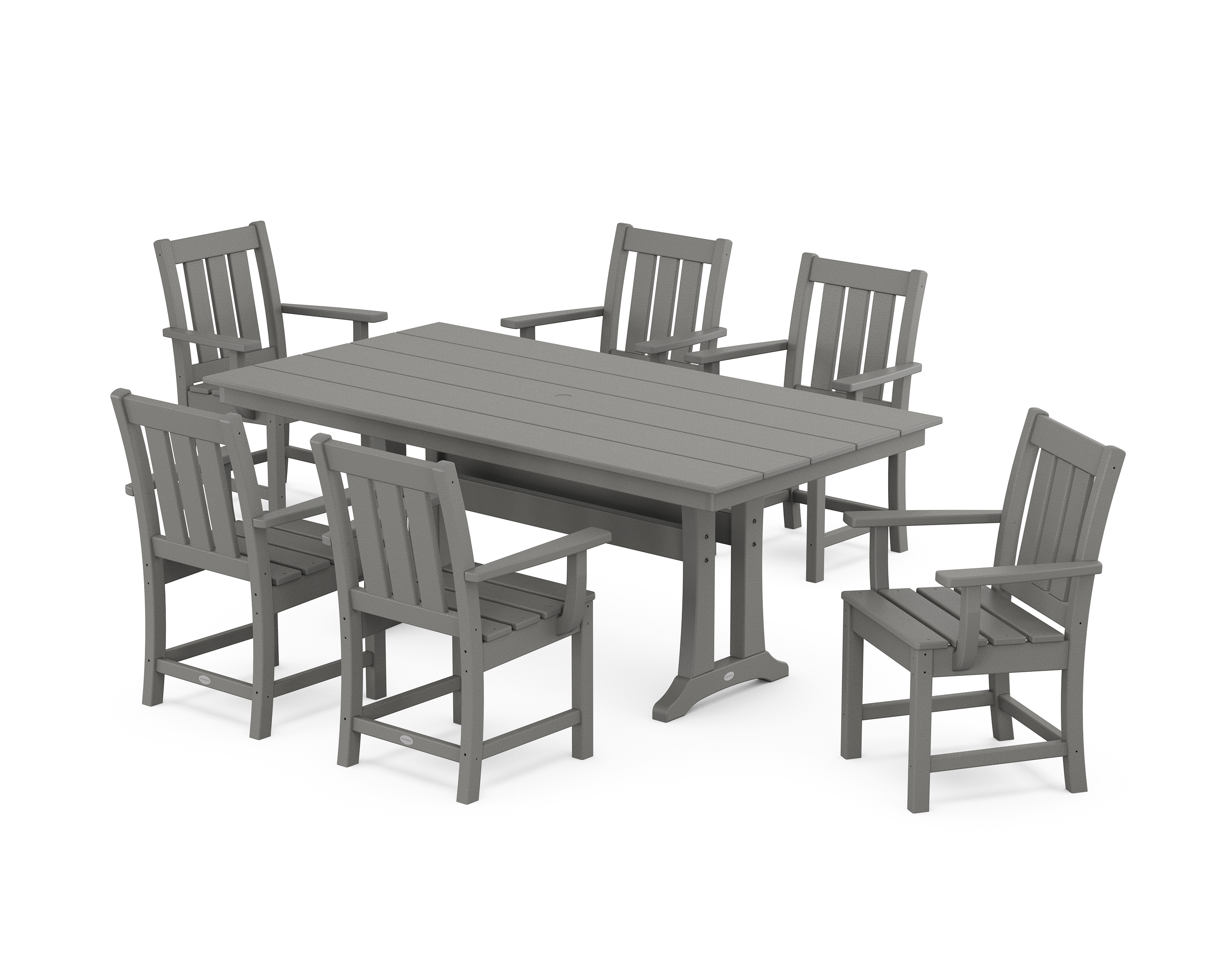 POLYWOOD Oxford Arm Chair 7-Piece Farmhouse Dining Set with Trestle Legs