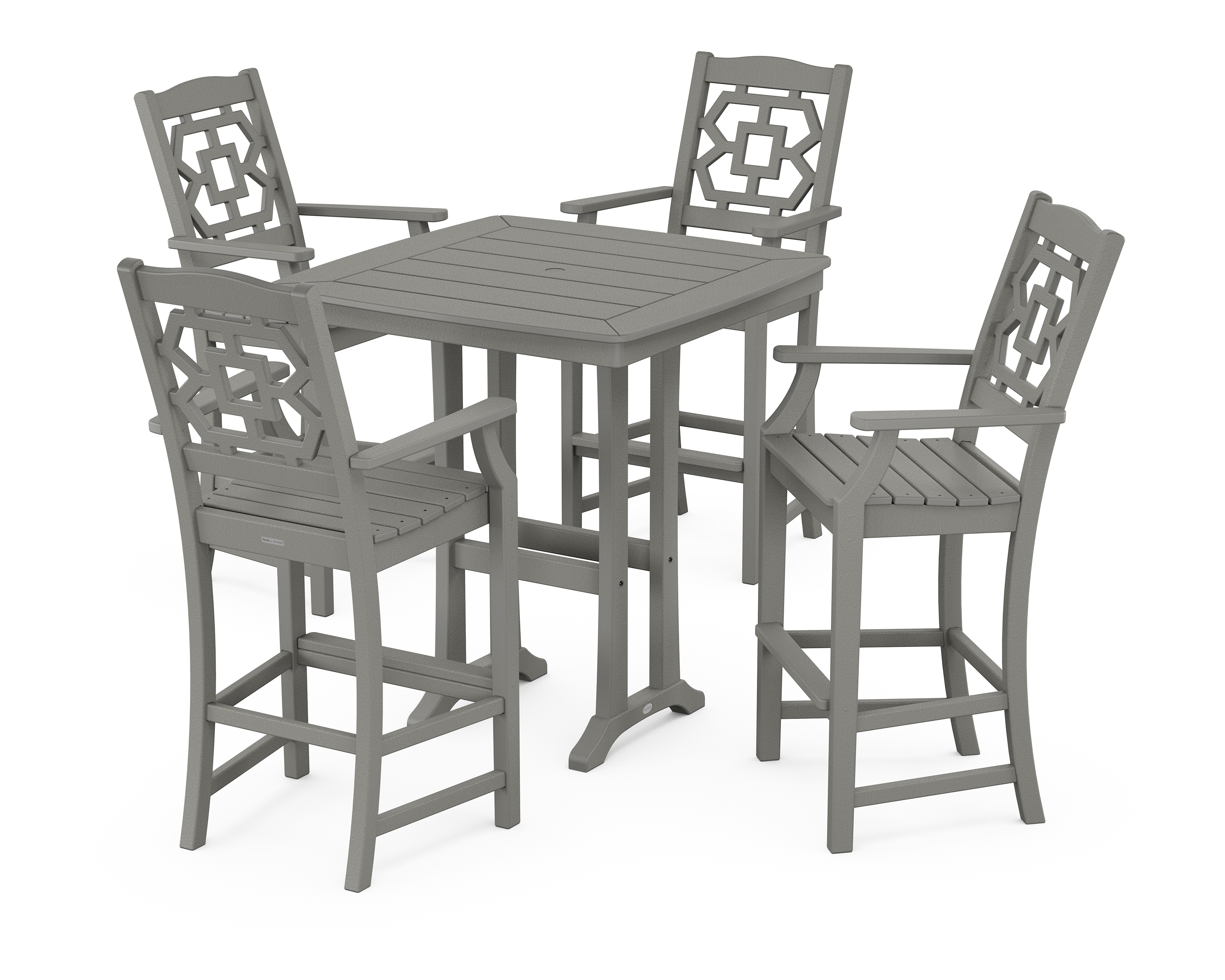 POLYWOOD Chinoiserie 5-Piece Bar Set with Trestle Legs