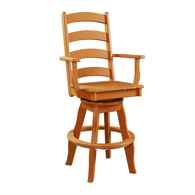 Ladderback Poly Swivel Patio Arm Chair