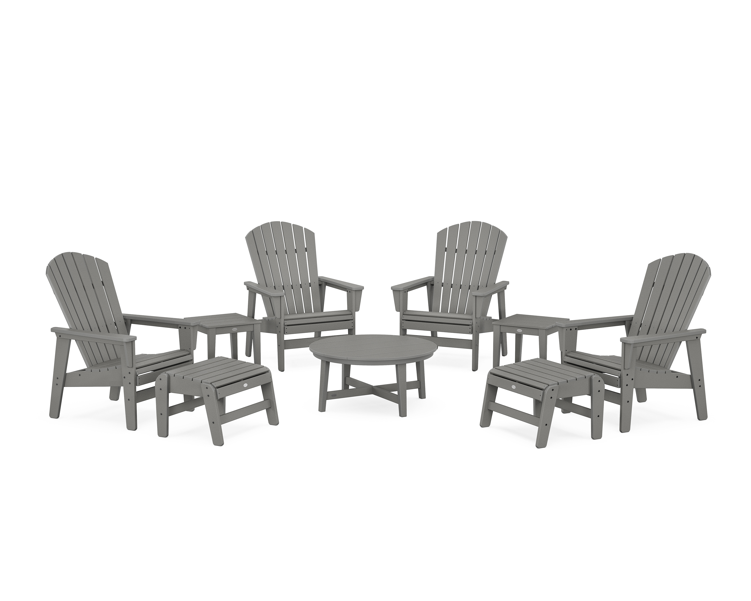 POLYWOOD Nautical Grand Upright Adirondack 9-Piece Conversation Set