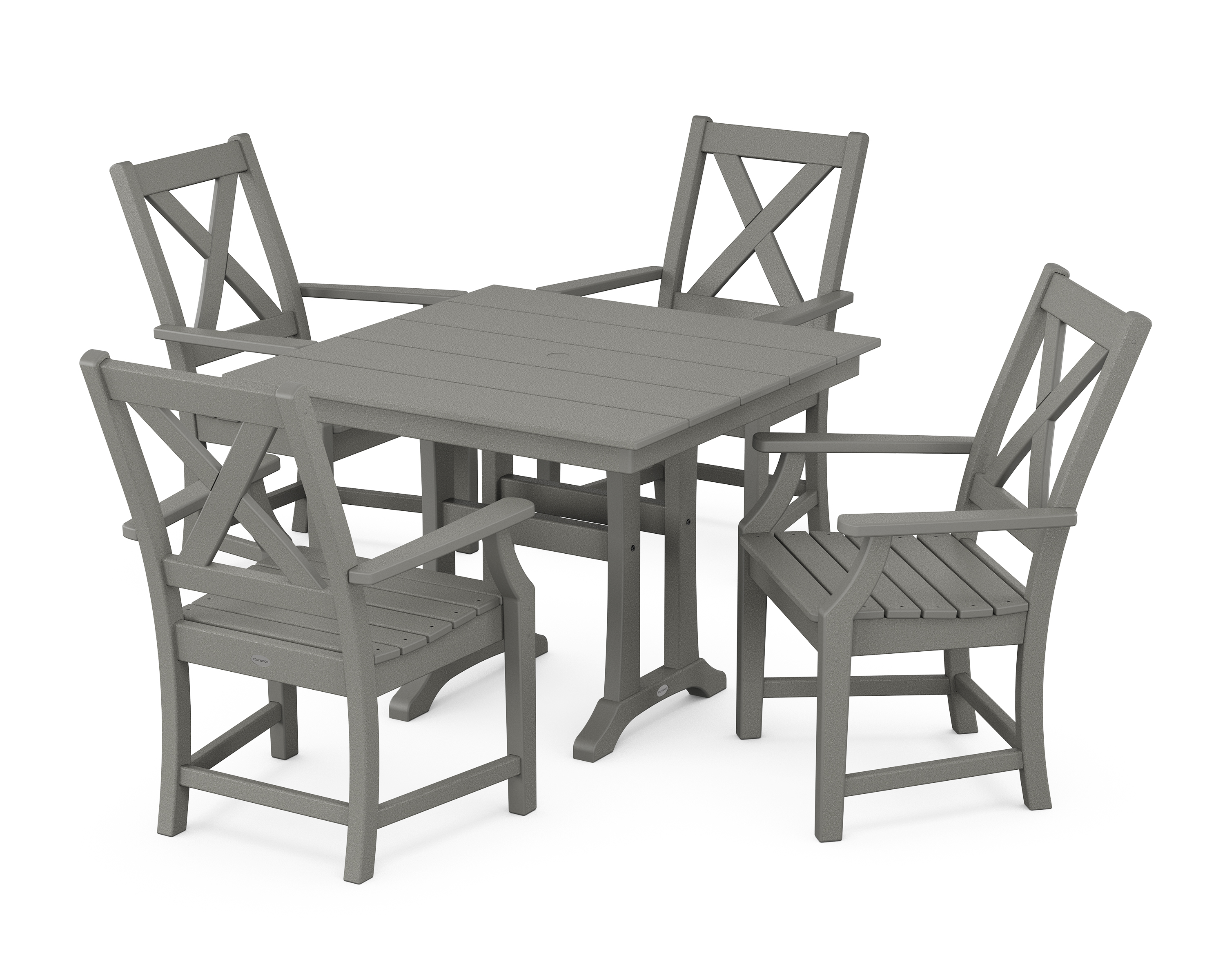 POLYWOOD Braxton 5-Piece Farmhouse Dining Set With Trestle Legs