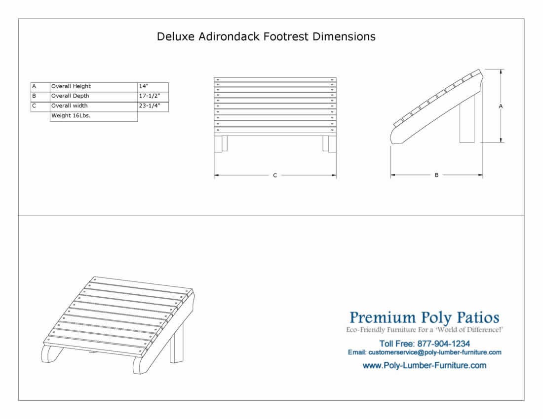 Luxcraft Deluxe Adirondack Footrest