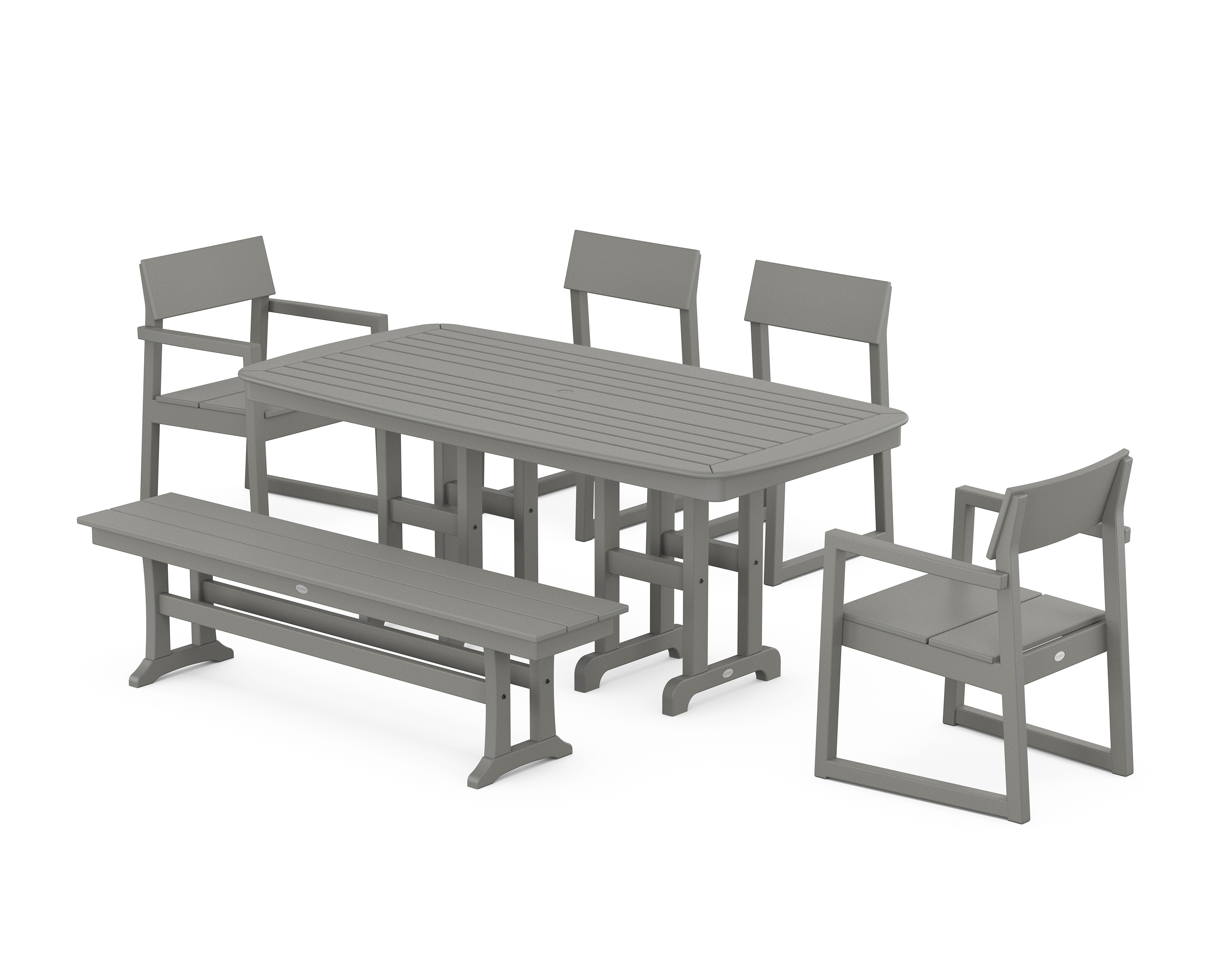 POLYWOOD EDGE 6-Piece Dining Set with Bench