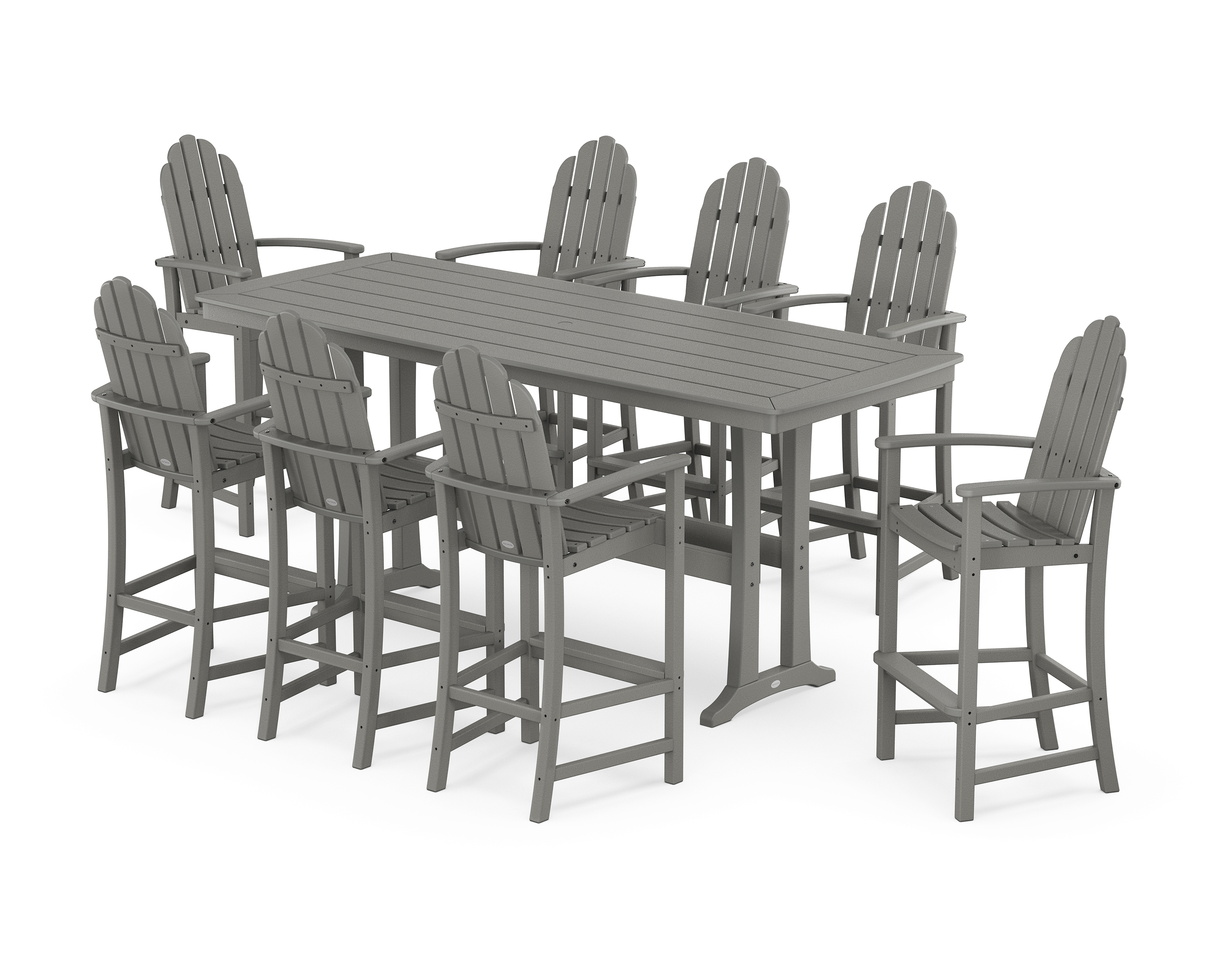 POLYWOOD Classic Adirondack 9-Piece Bar Set with Trestle Legs
