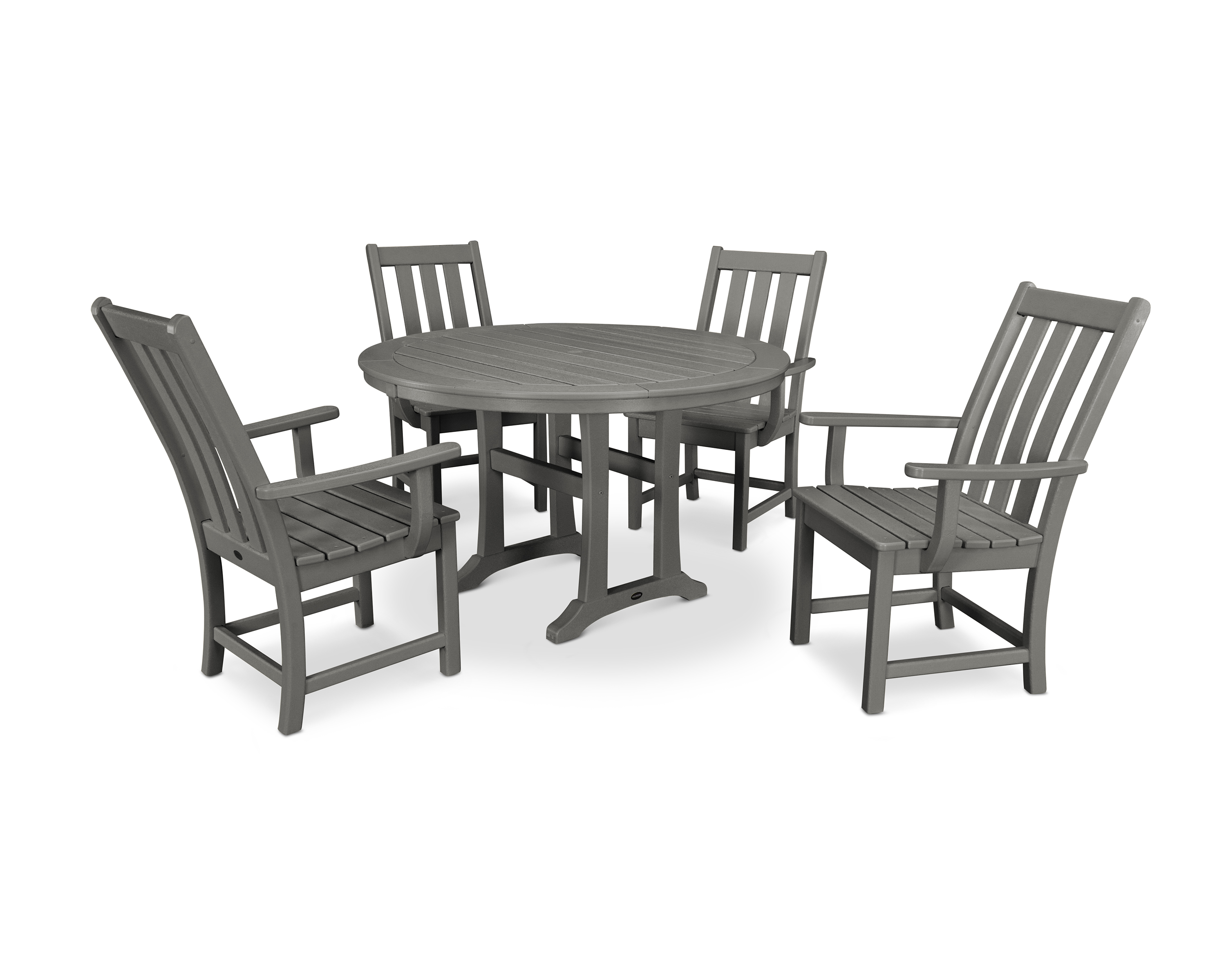 POLYWOOD Vineyard 5-Piece Round Dining Set with Trestle Legs