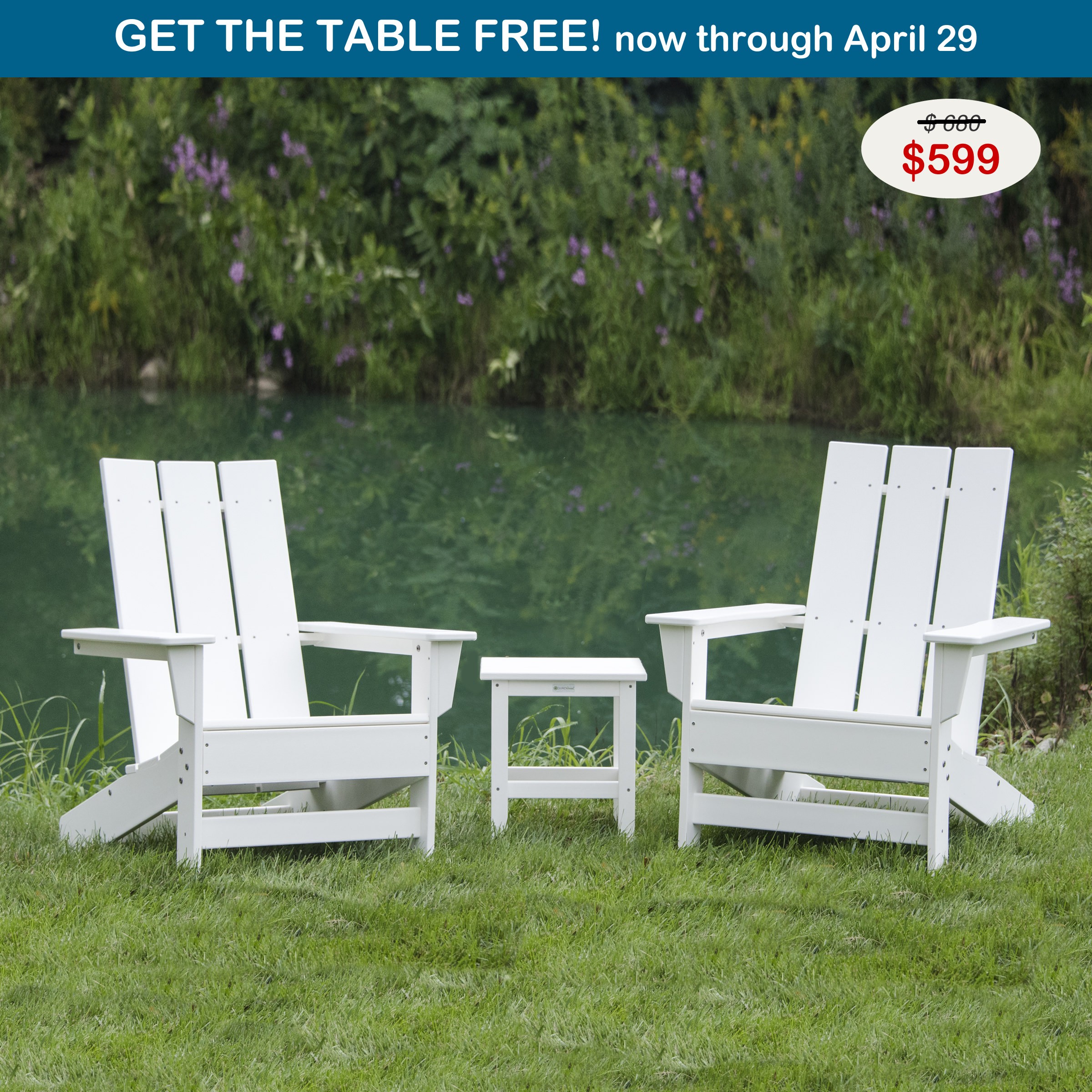 Durogreen Outdoor Aria Adirondack 3 pc Seating Set