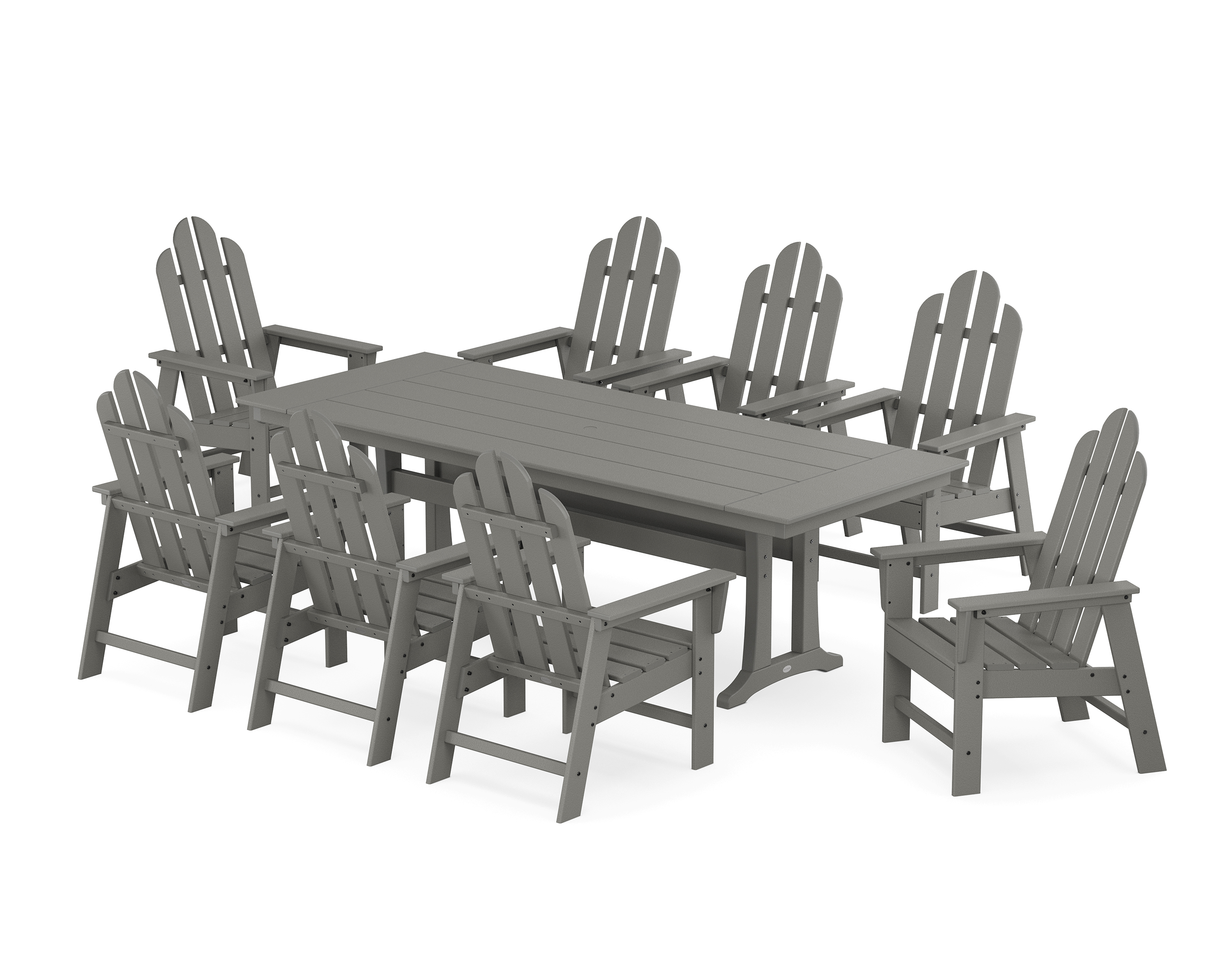 POLYWOOD Long Island 9-Piece Farmhouse Dining Set with Trestle Legs
