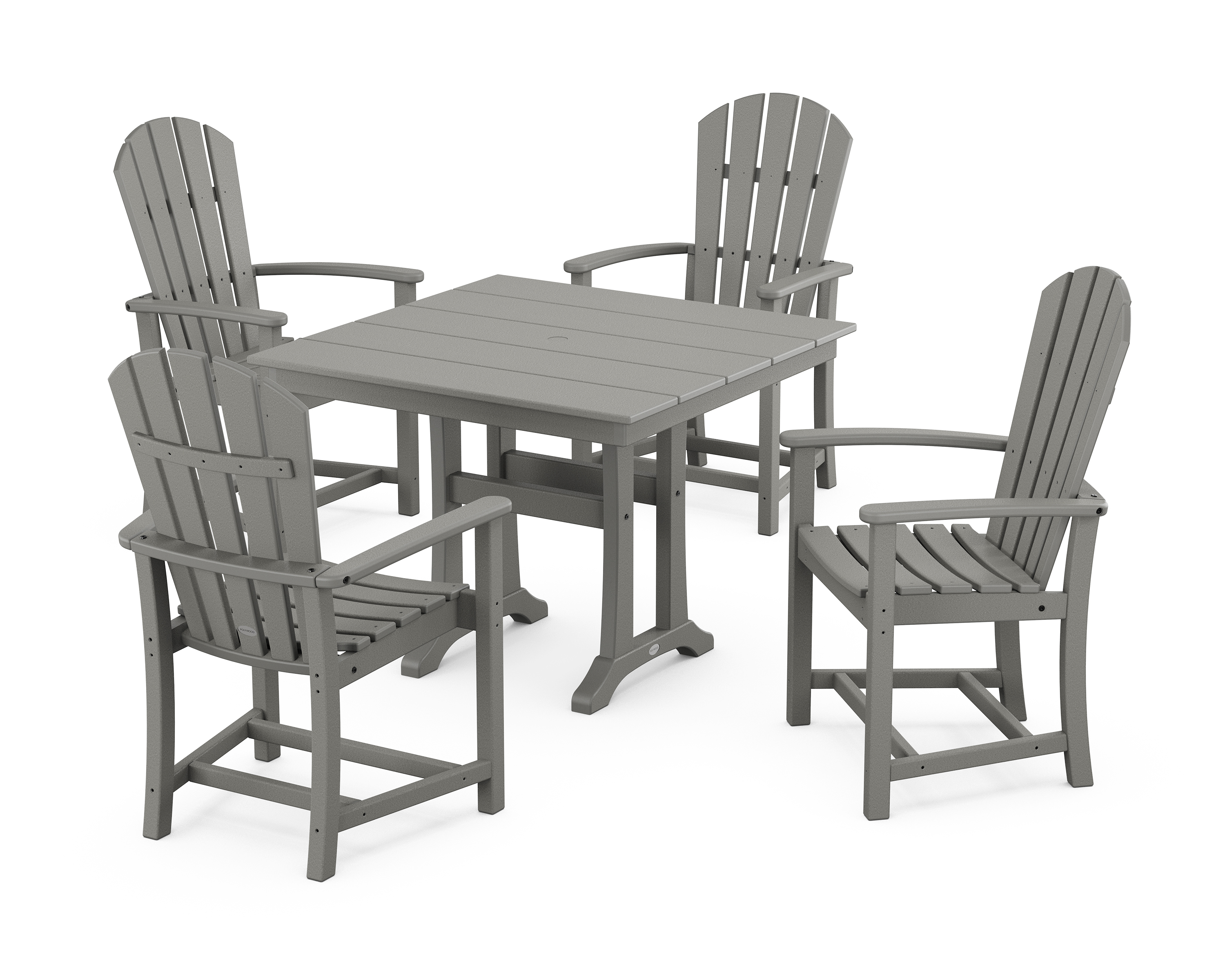 POLYWOOD Palm Coast 5-Piece Farmhouse Dining Set With Trestle Legs