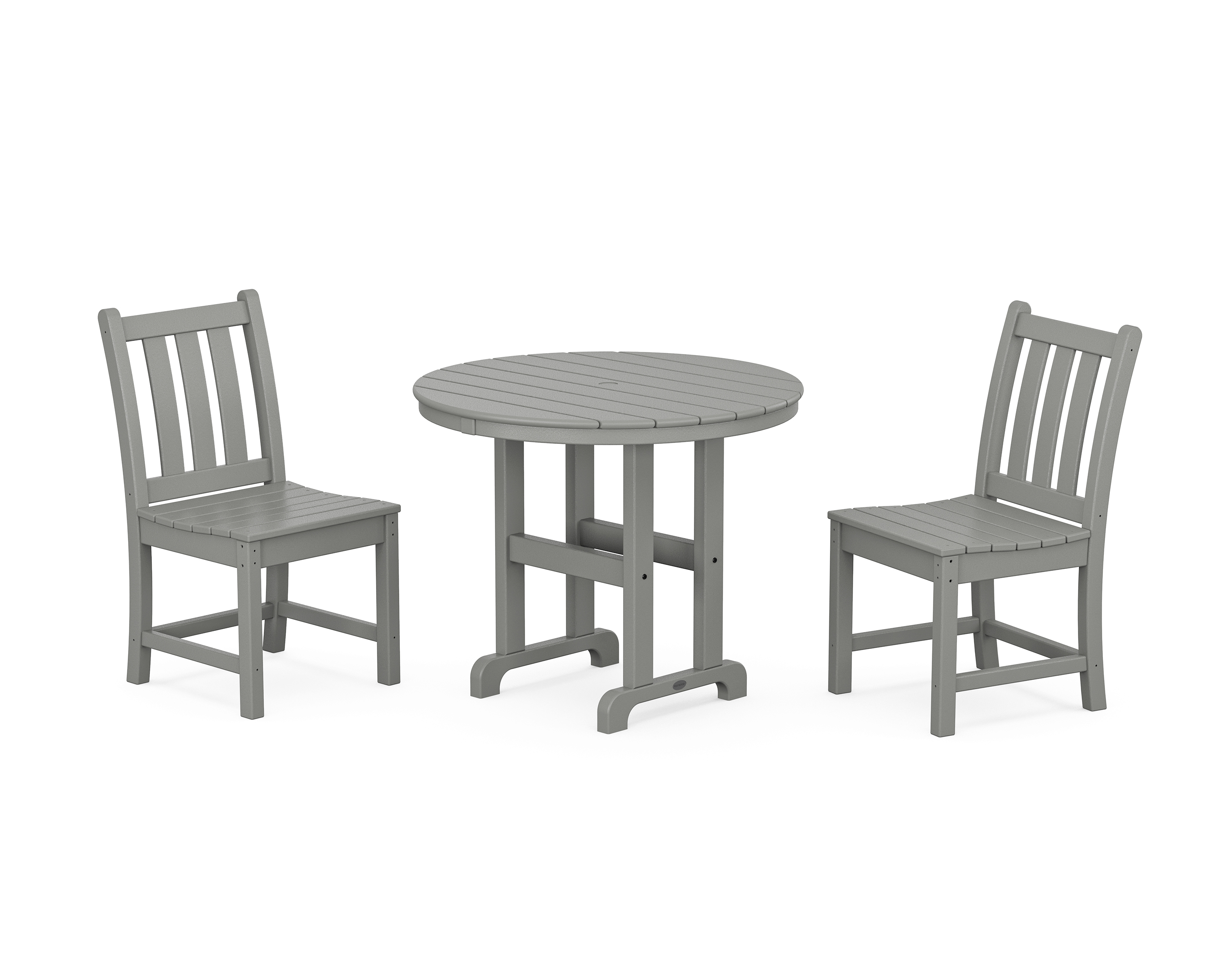 POLYWOOD Traditional Garden Side Chair 3-Piece Round Dining Set