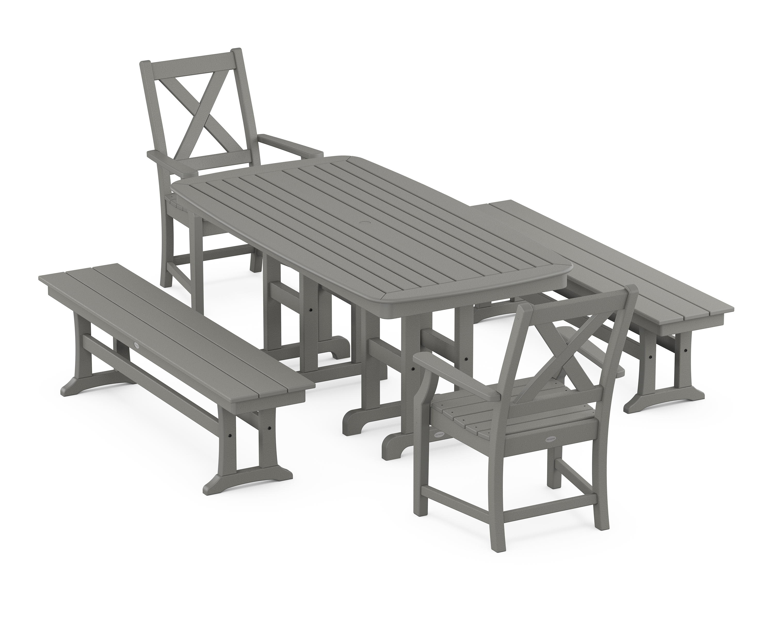POLYWOOD Braxton 5-Piece Dining Set with Benches
