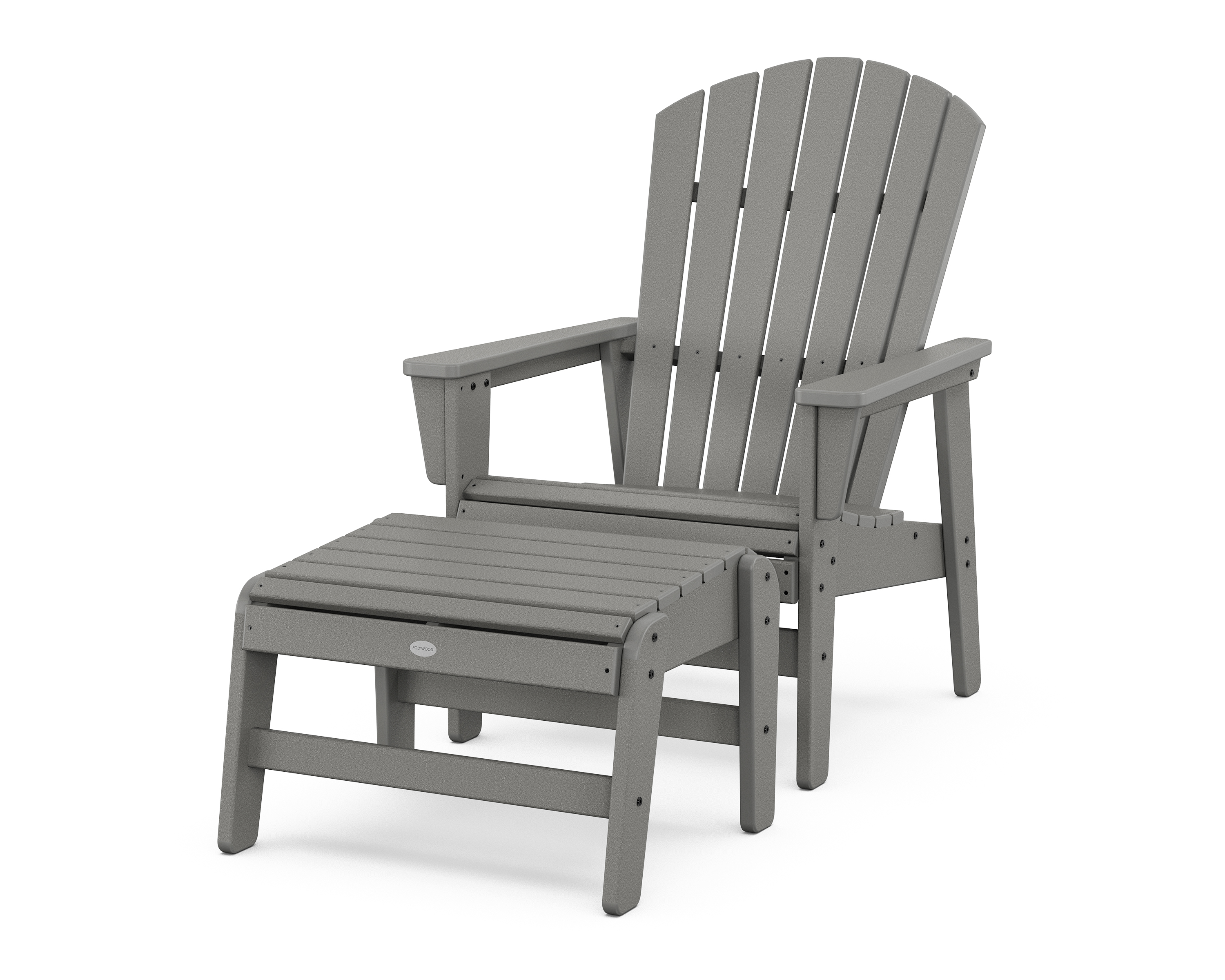 POLYWOOD Nautical Grand Upright Adirondack Chair with Ottoman
