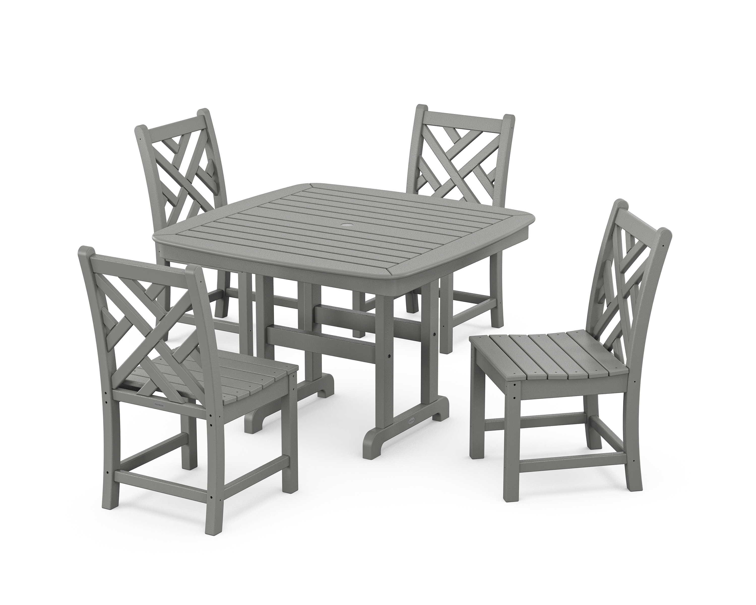 POLYWOOD Chippendale Side Chair 5-Piece Dining Set with Trestle Legs