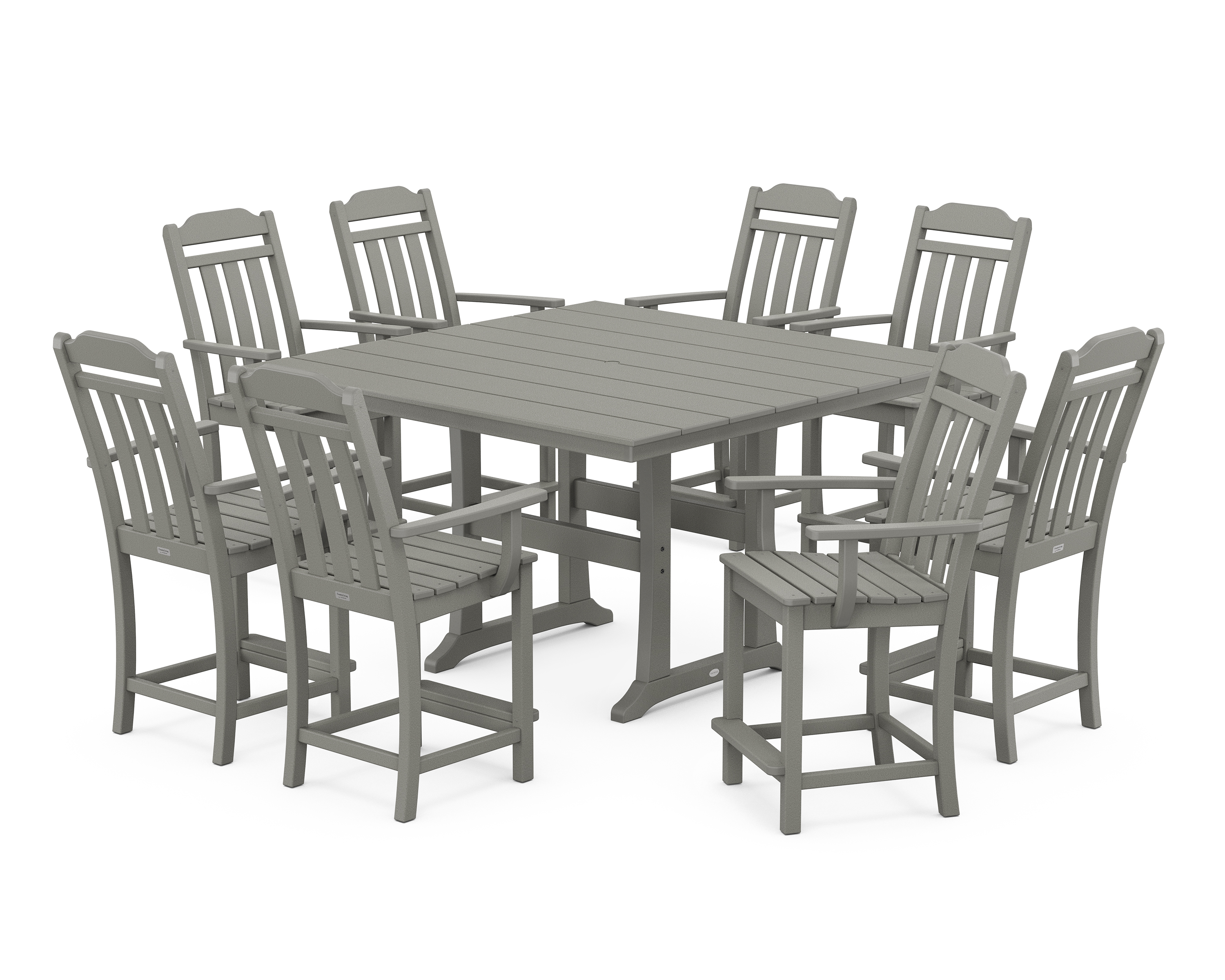 POLYWOOD Cottage 9-Piece Square Farmhouse Counter Set with Trestle Legs