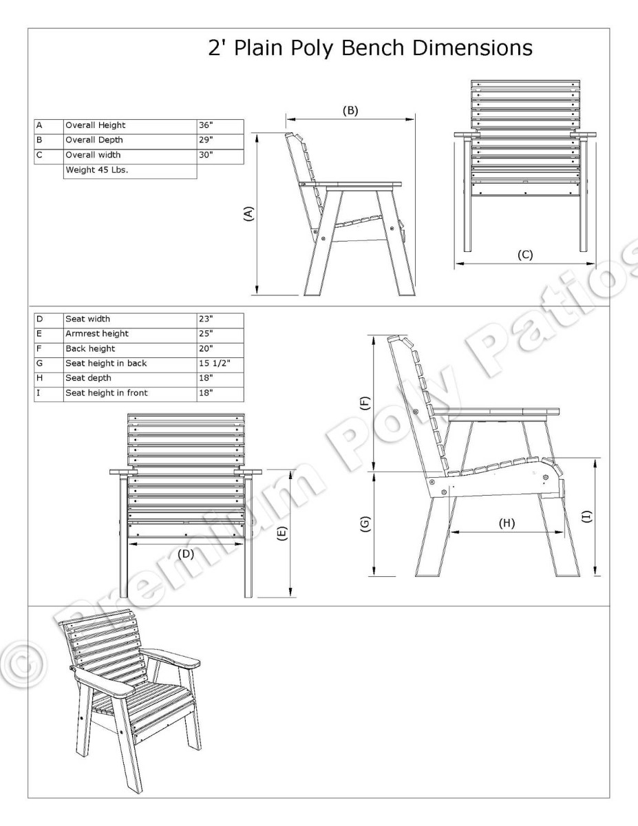 Luxcraft Plain Garden Bench 4 pc Seating Set