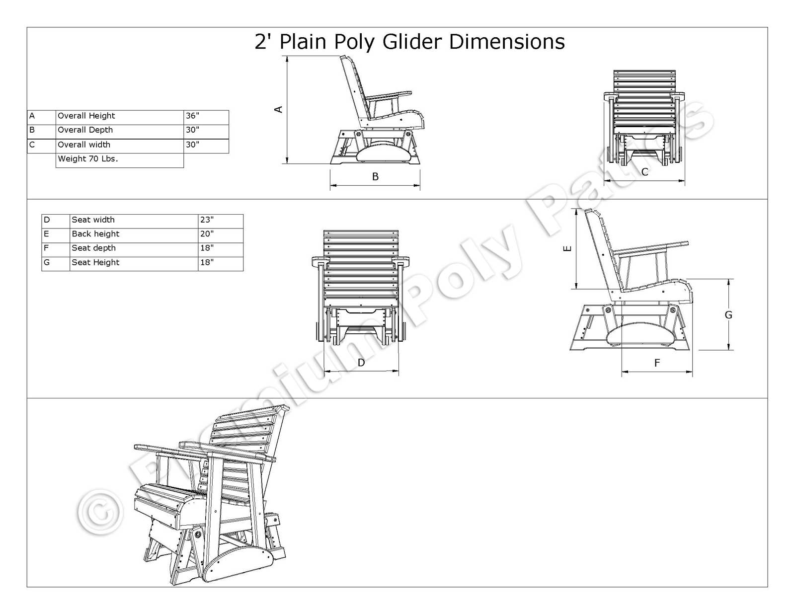 Luxcraft Plain 2 ft Poly Glider