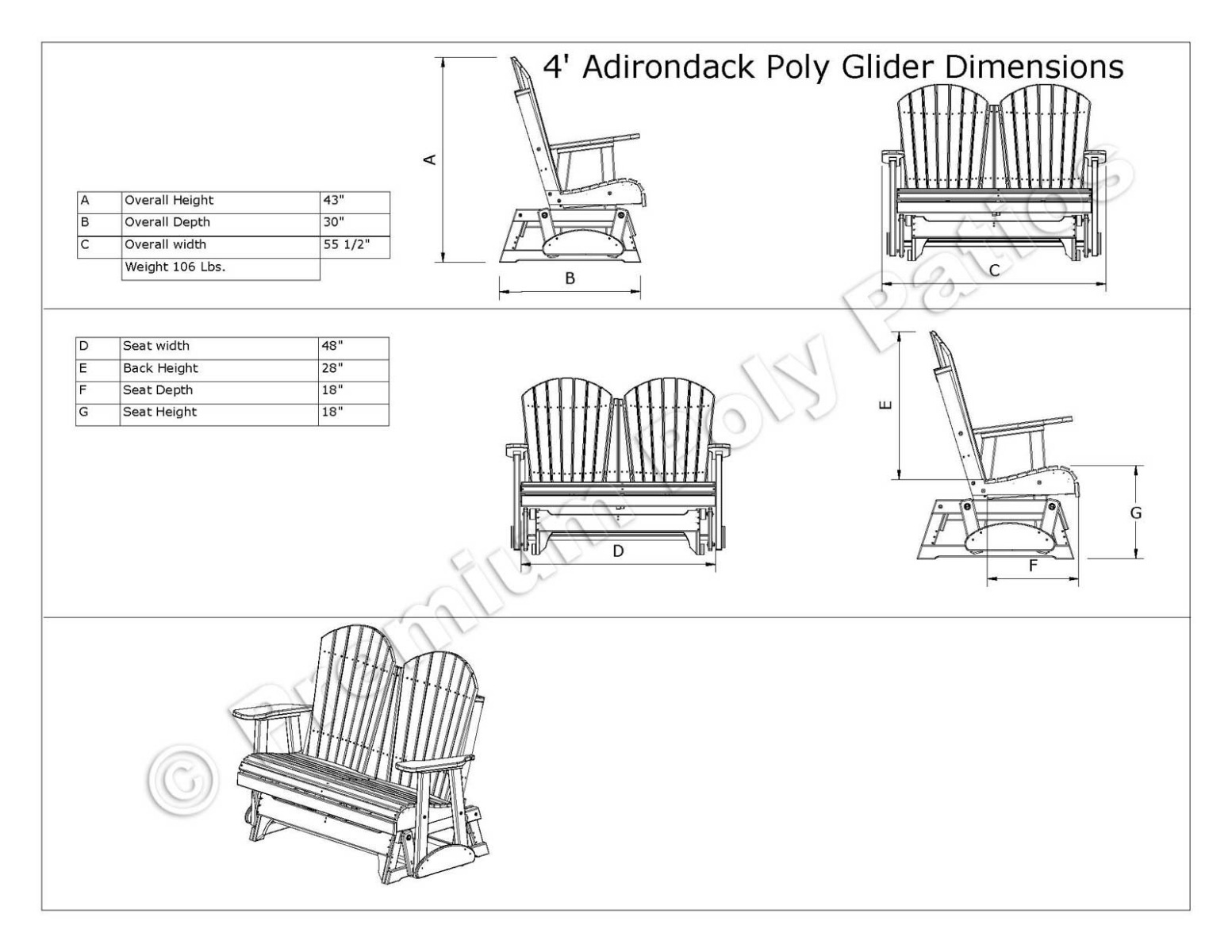 Luxcraft Deluxe Adirondack 4 pc Seating Group