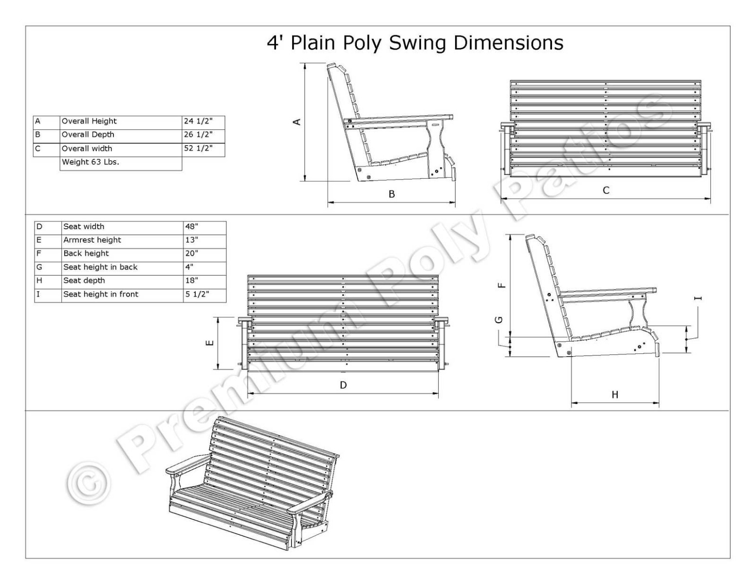 Luxcraft Plain 4 ft Swing Set