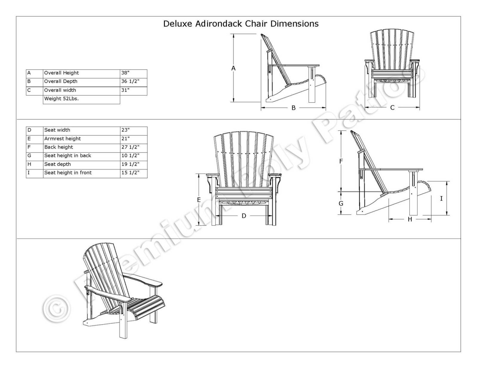 Luxcraft Deluxe Adirondack 5 pc Seating Set