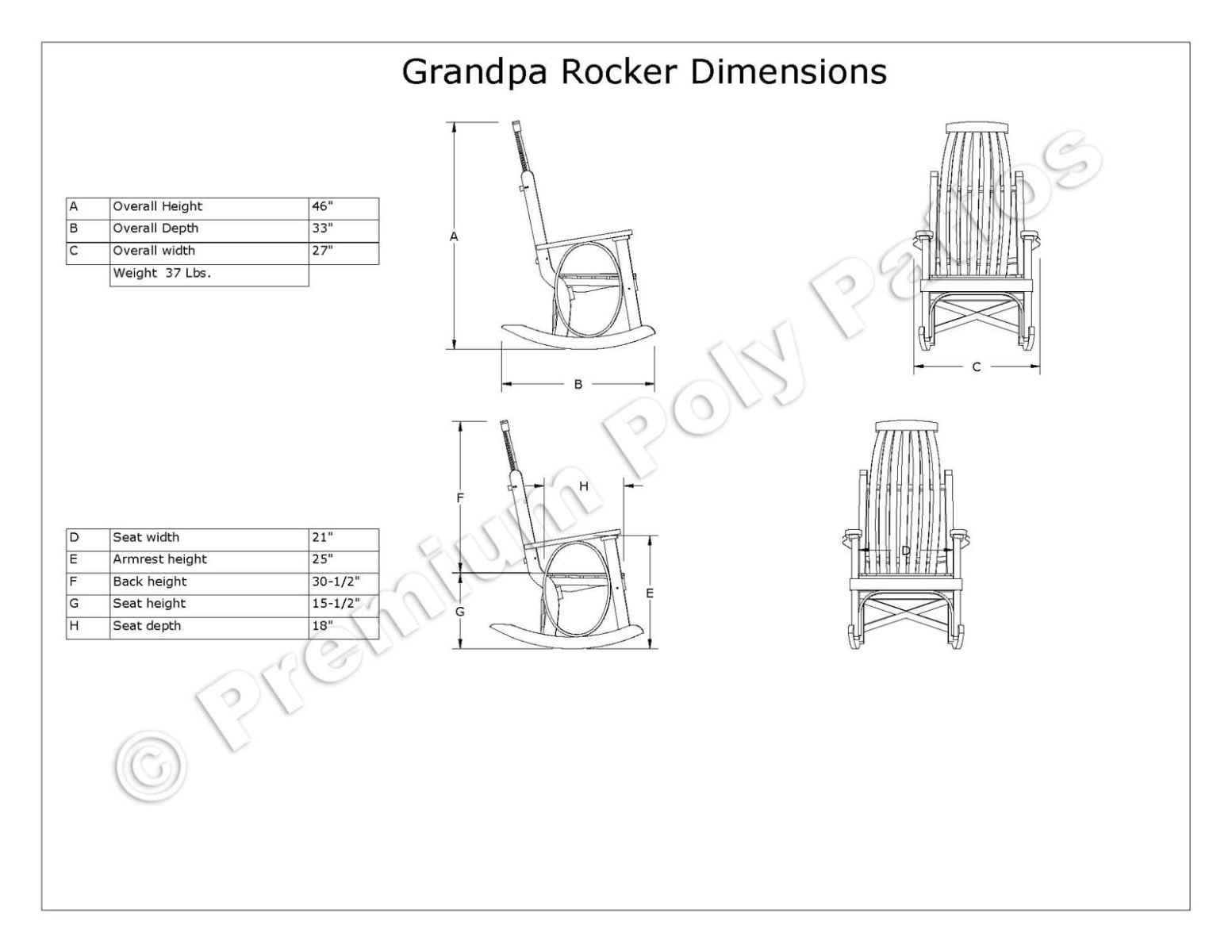 Luxcraft Grandpa's Rocker 3 pc Seating Set
