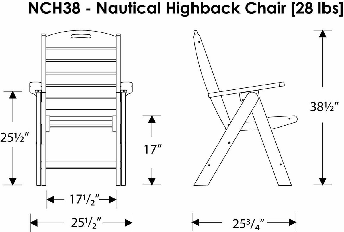 POLYWOOD Nautical High Back 4 Chair Dining Set