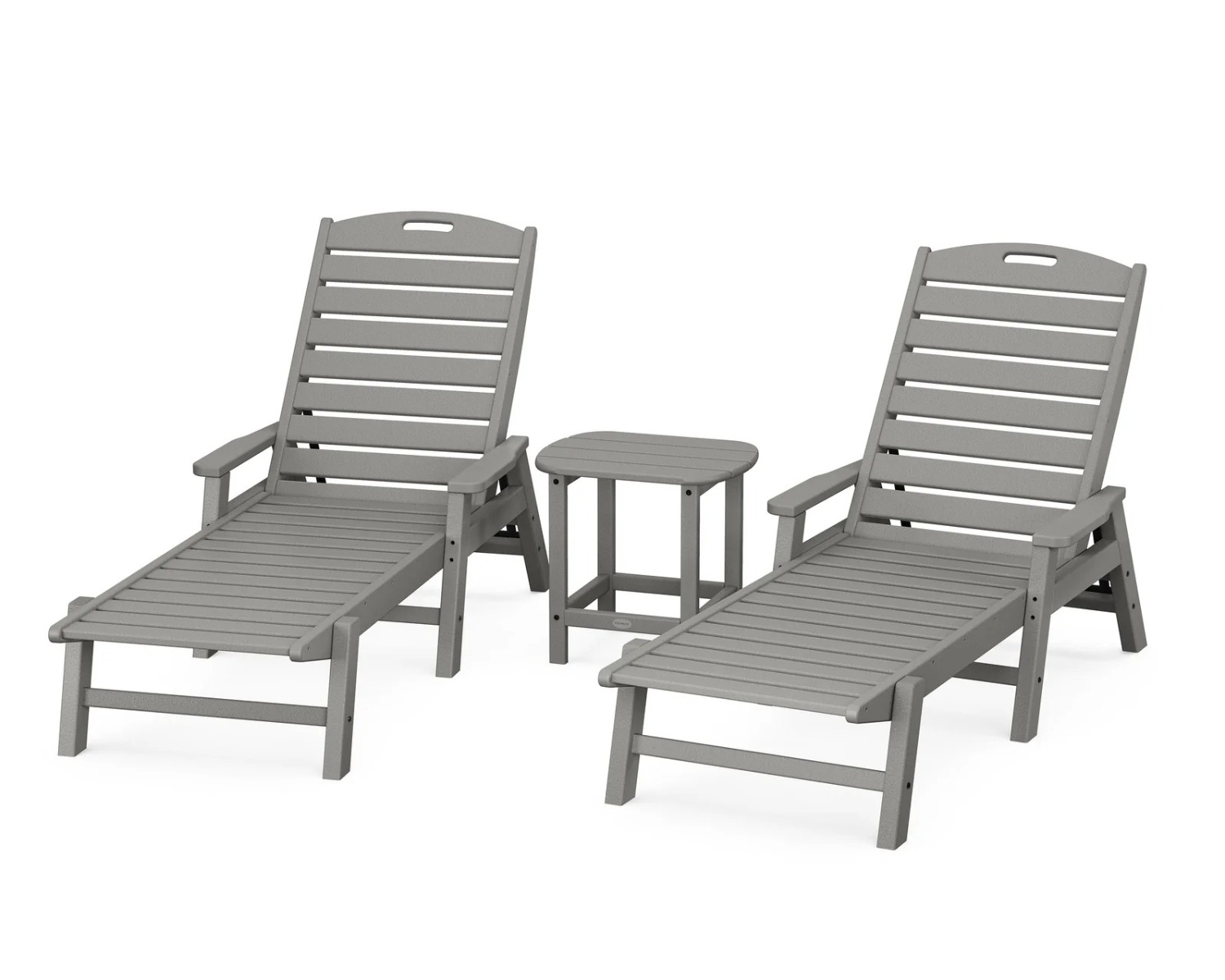 POLYWOOD® Nautical 3-Piece Chaise Lounge Set with Arms & South Beach Side Table