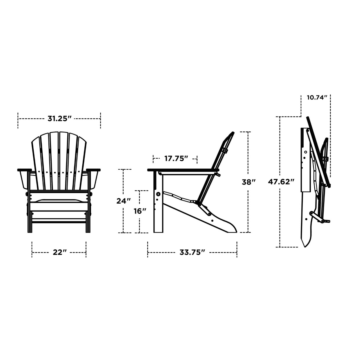 POLYWOOD South Beach Folding Adirondack Chair
