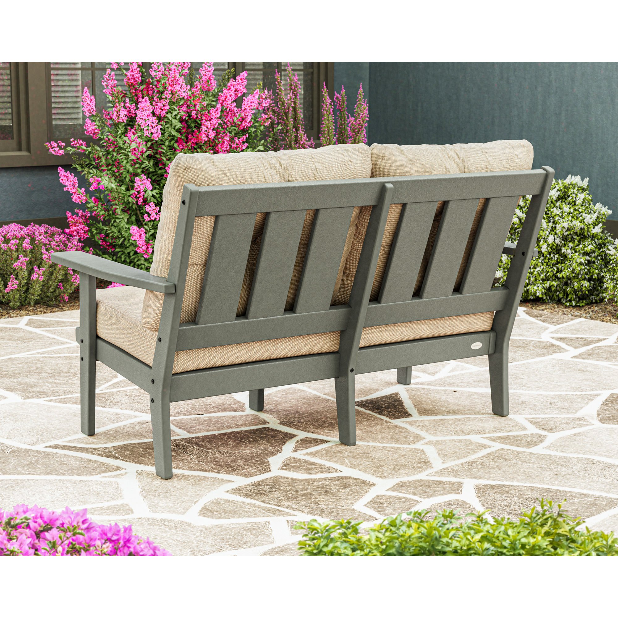 POLYWOOD® Oxford Deep Seating Loveseat - Lifestyle View 1