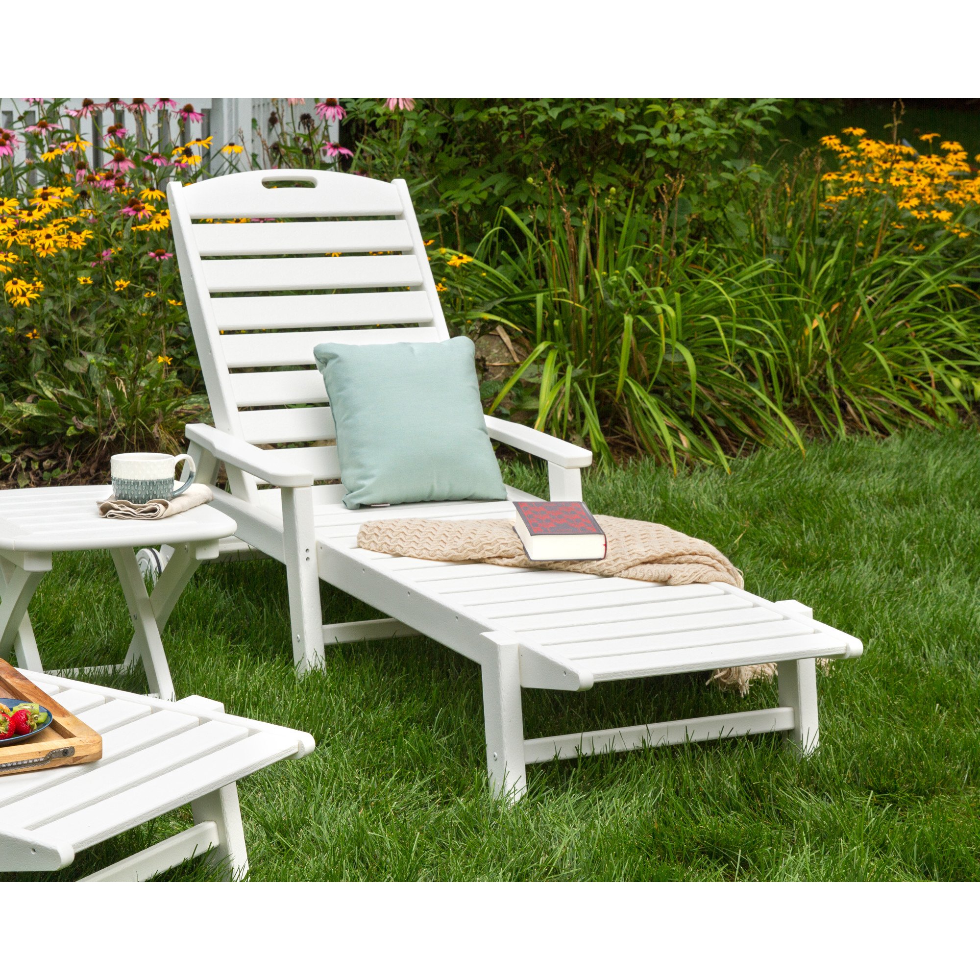 POLYWOOD® Nautical Chaise with Arms & Wheels - Lifestyle View 1