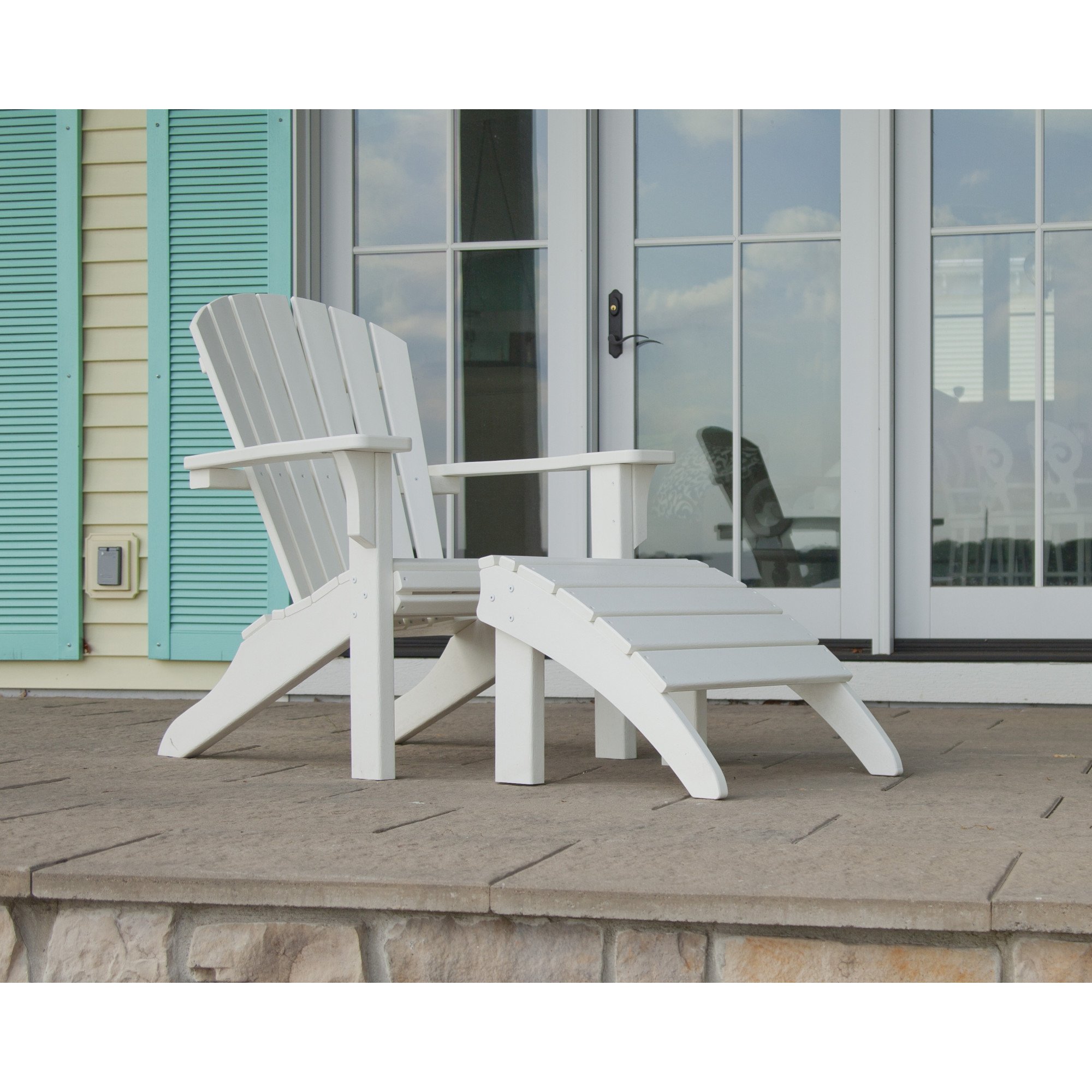 POLYWOOD® Seashell Adirondack Set with Ottomans - Lifestyle View 1