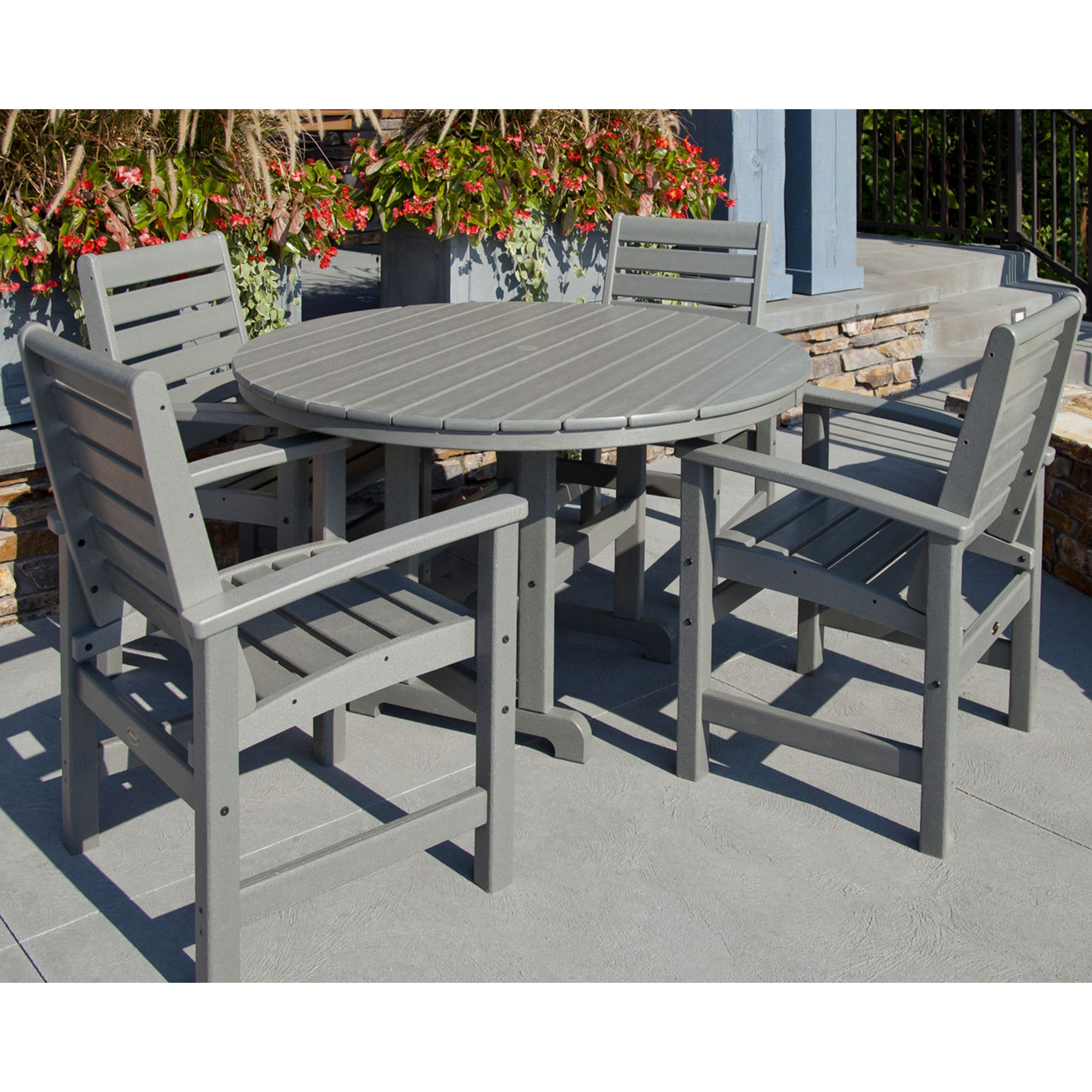 POLYWOOD® Signature 5-Piece Round Farmhouse Dining Set