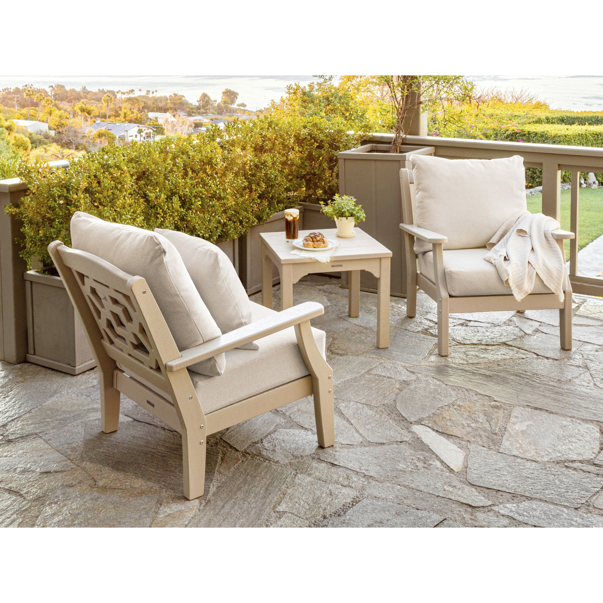 Martha Stewart by POLYWOOD Chinoiserie 3-Piece Deep Seating Set - Lifestyle View 2