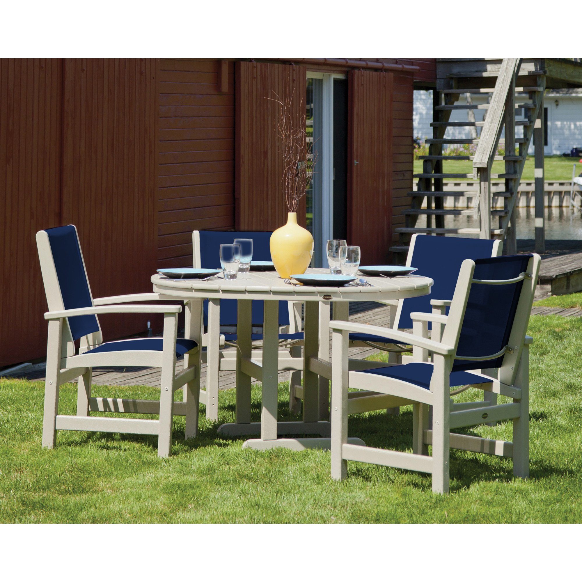 POLYWOOD® Coastal 5-Piece Dining Set - Lifestyle View 1