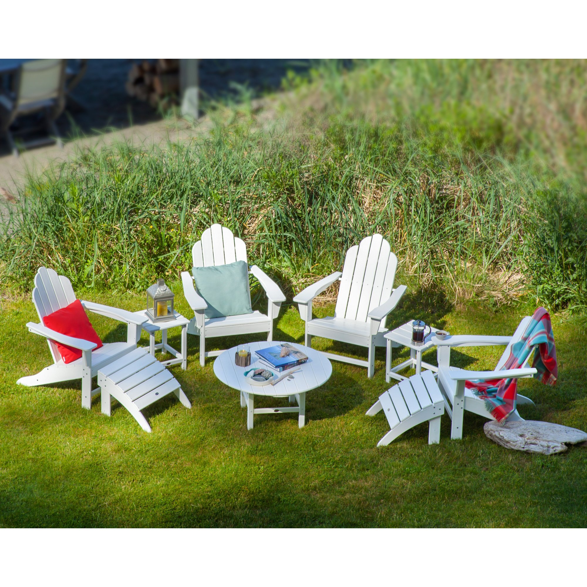 POLYWOOD® Long Island Adirondack 9-Piece Conversation Group - Lifestyle View 1