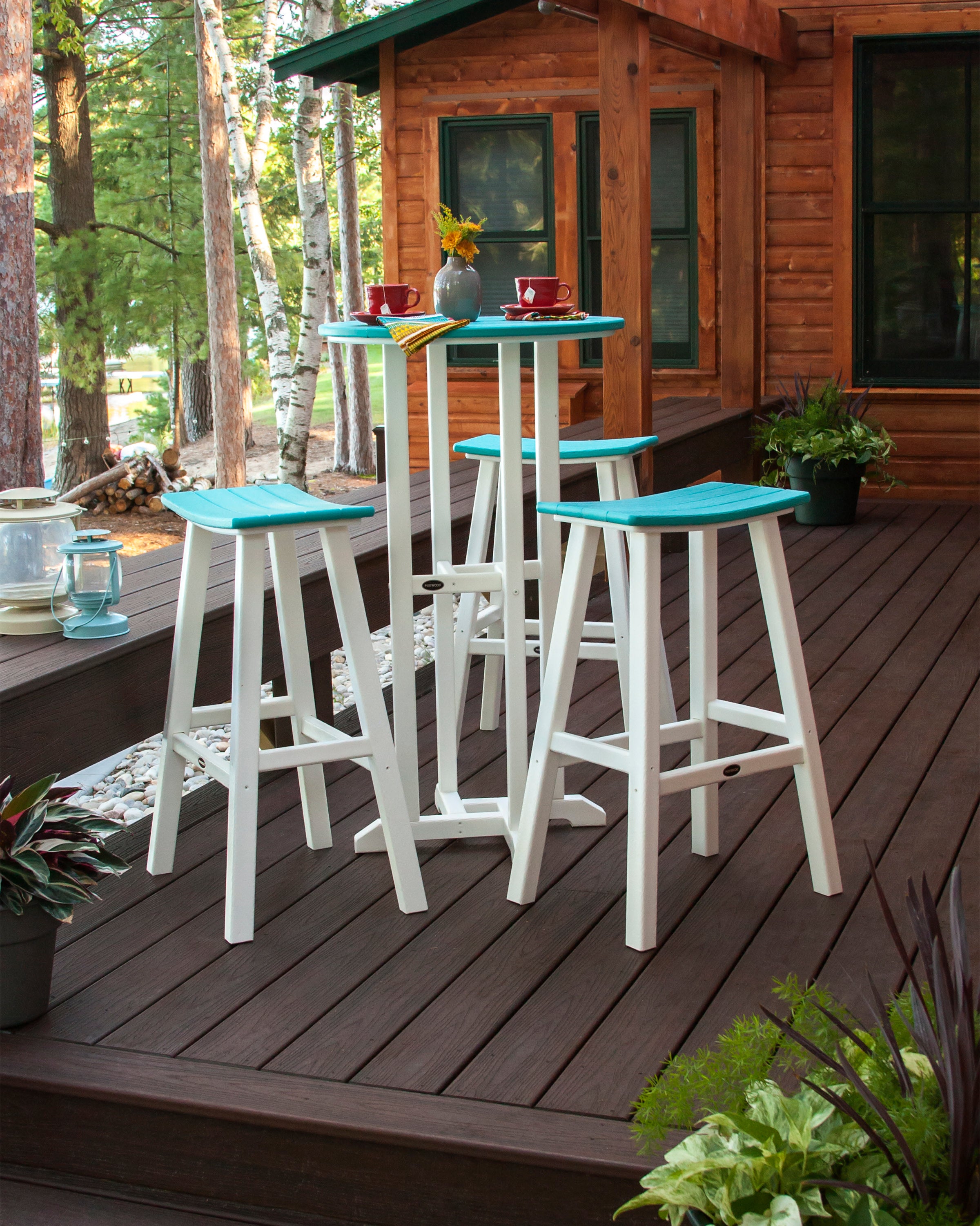 POLYWOOD® Contempo 4-Piece Round Saddle Bar Stool Set