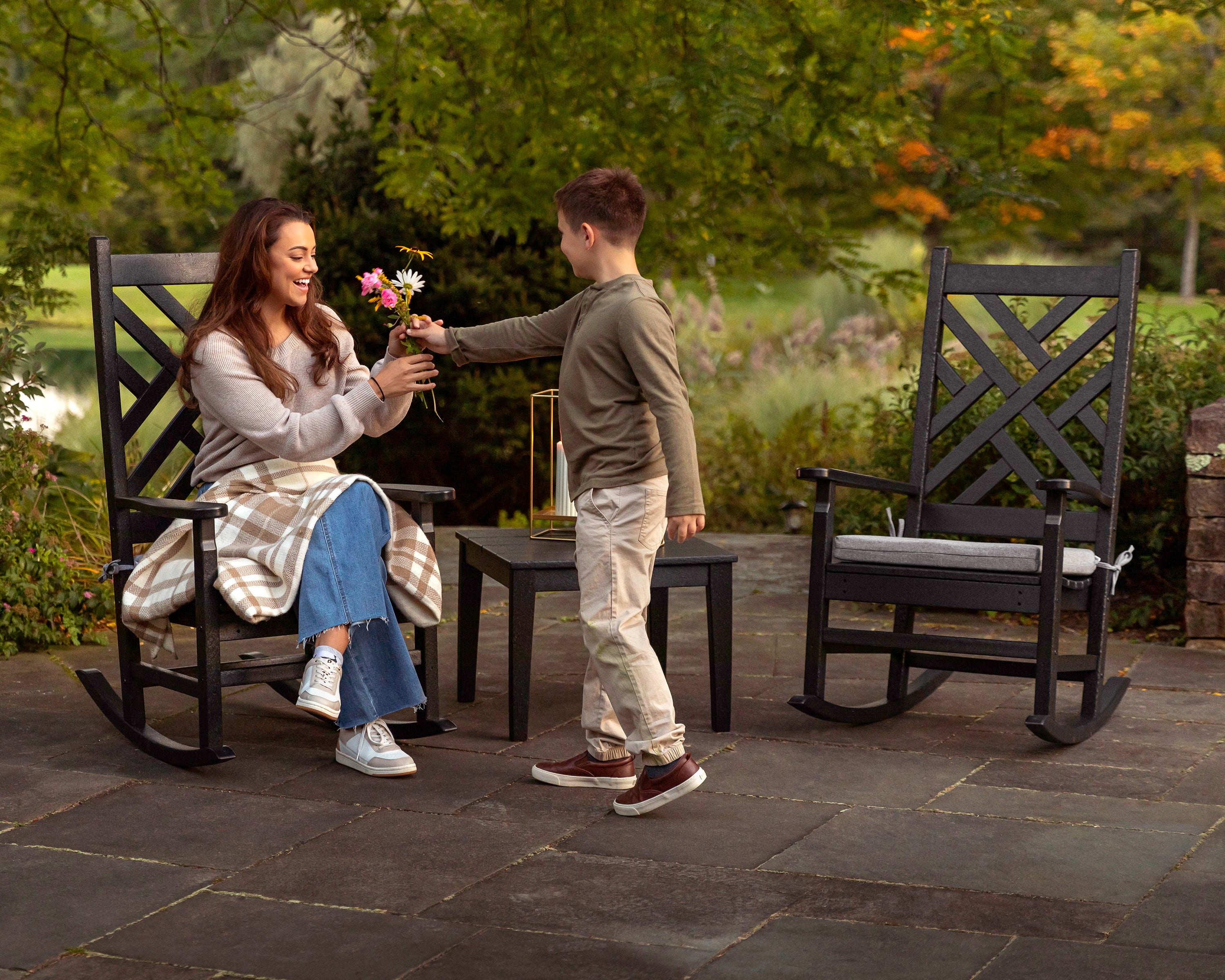 POLYWOOD® Chippendale 3-Piece Rocking Chair Set