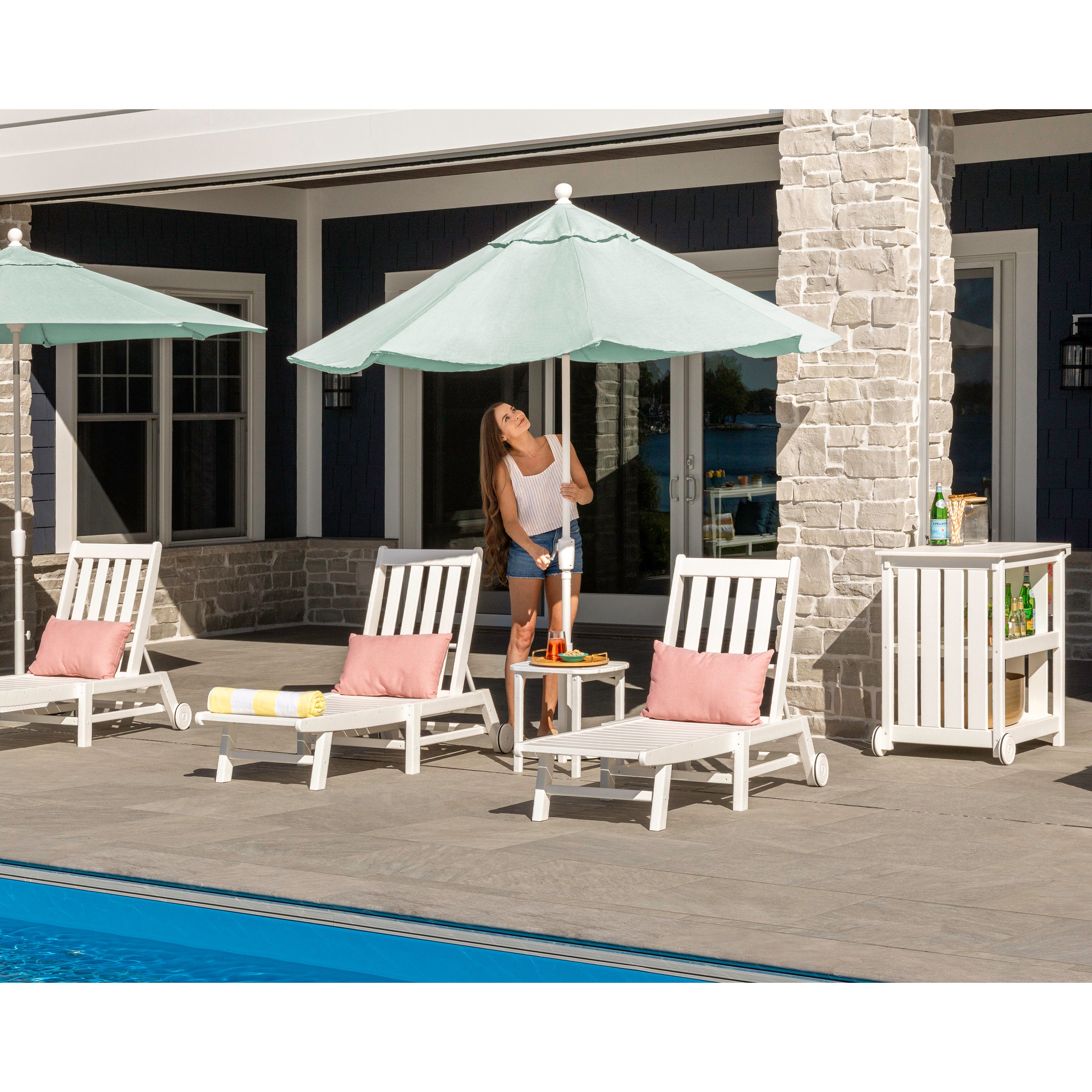 POLYWOOD® Vineyard 3-Piece Chaise with Wheels Set