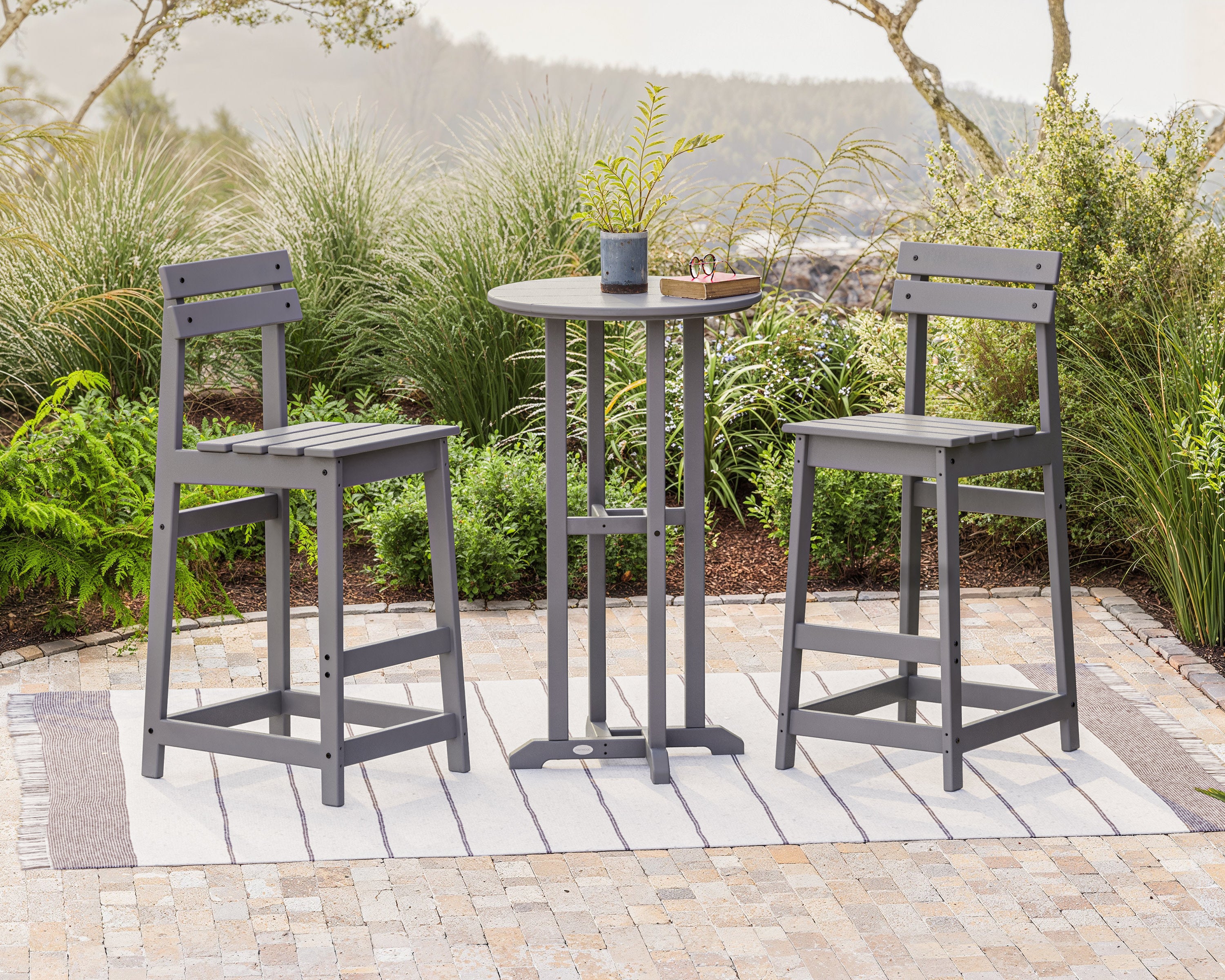 POLYWOOD® Modern Studio Plaza Bar Chair 3-Piece Bistro Set