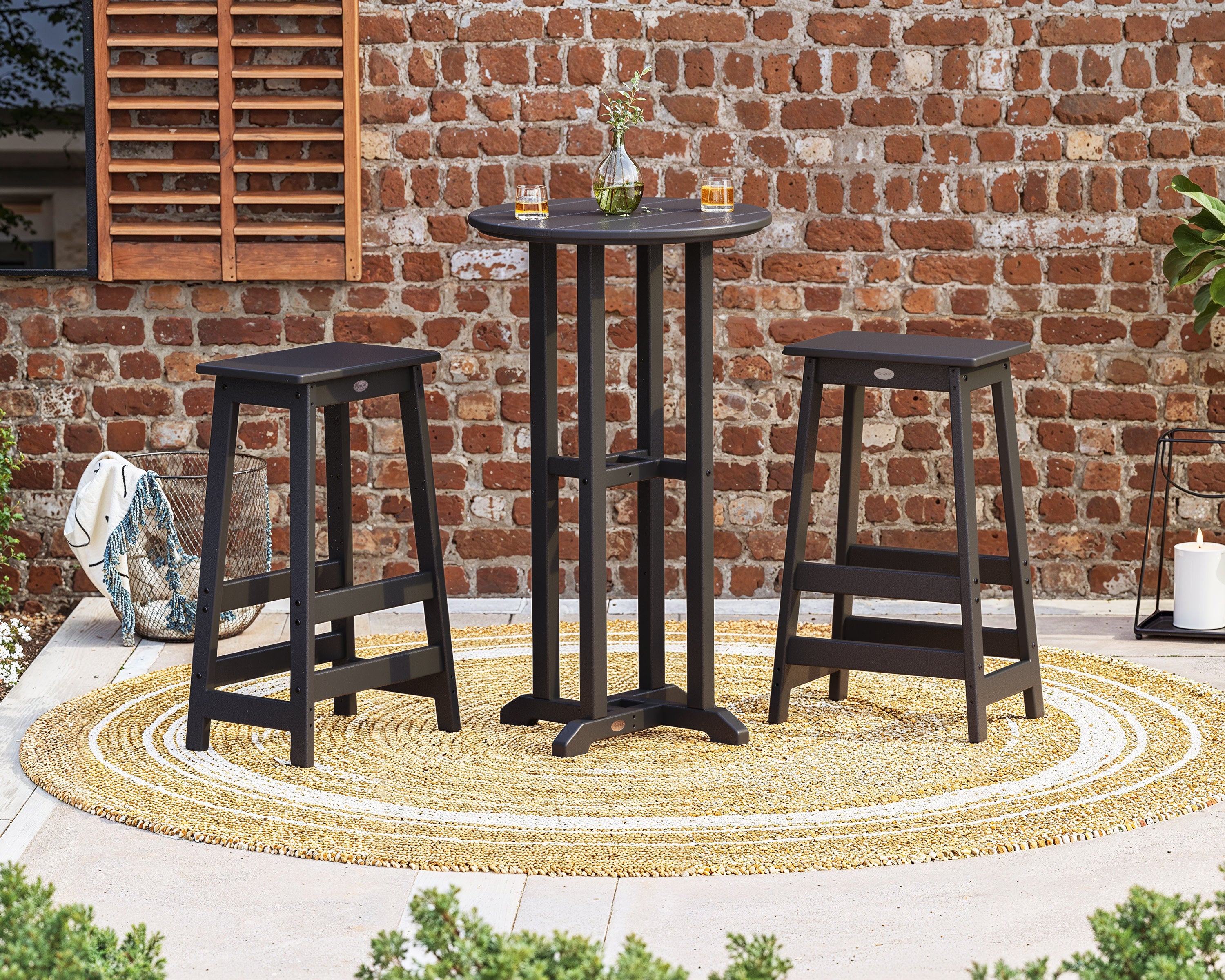 POLYWOOD® Modern Studio Bar Stool 3-Piece Bistro Set