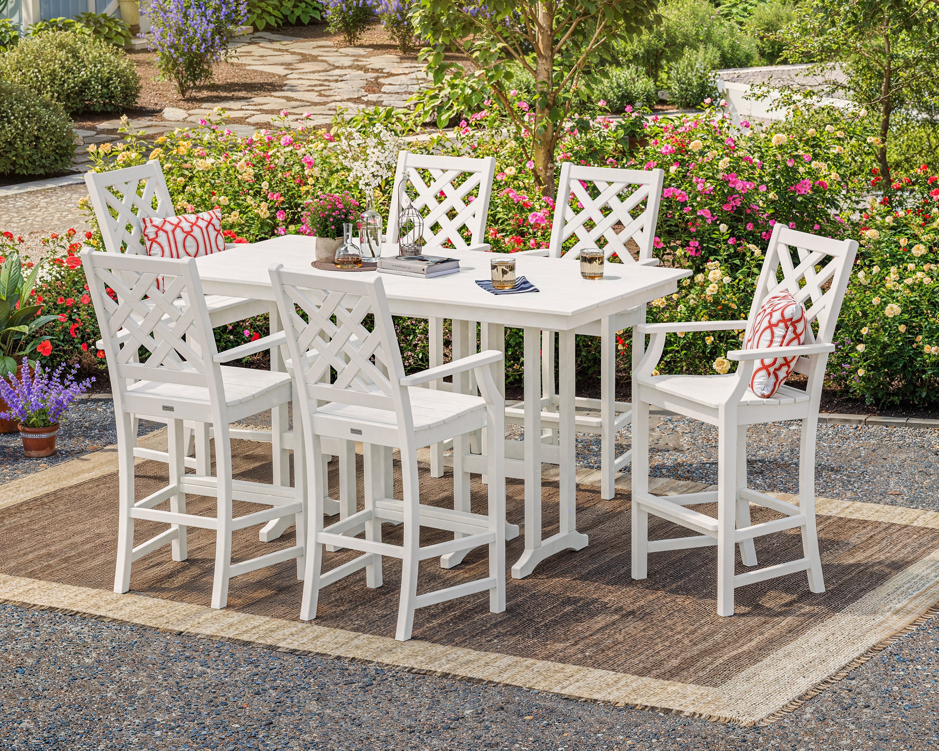 Wovendale Arm Chair 7-Piece Farmhouse Bar Set