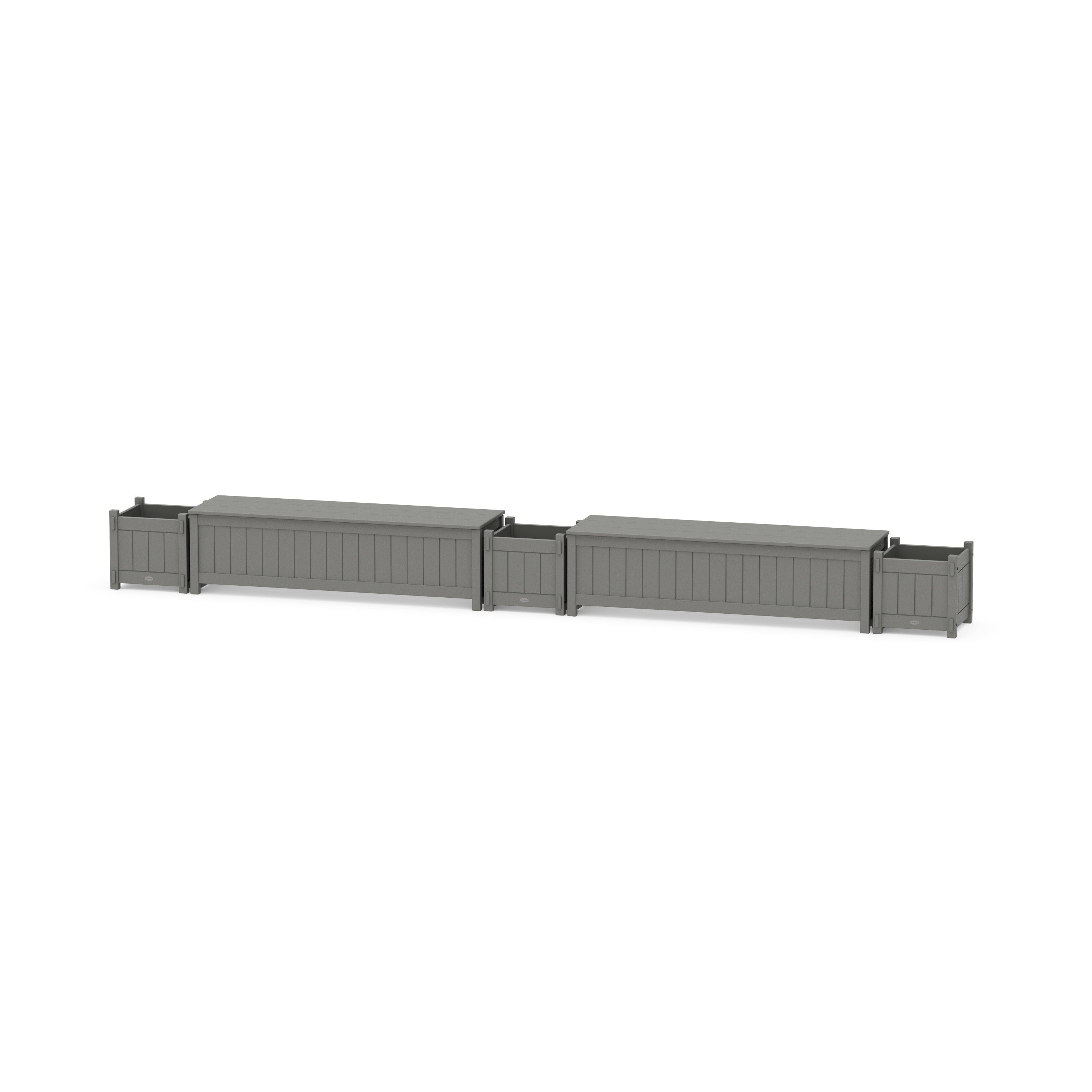POLYWOOD® 60" Vineyard L- Shaped Planter Storage Bench Corner Set