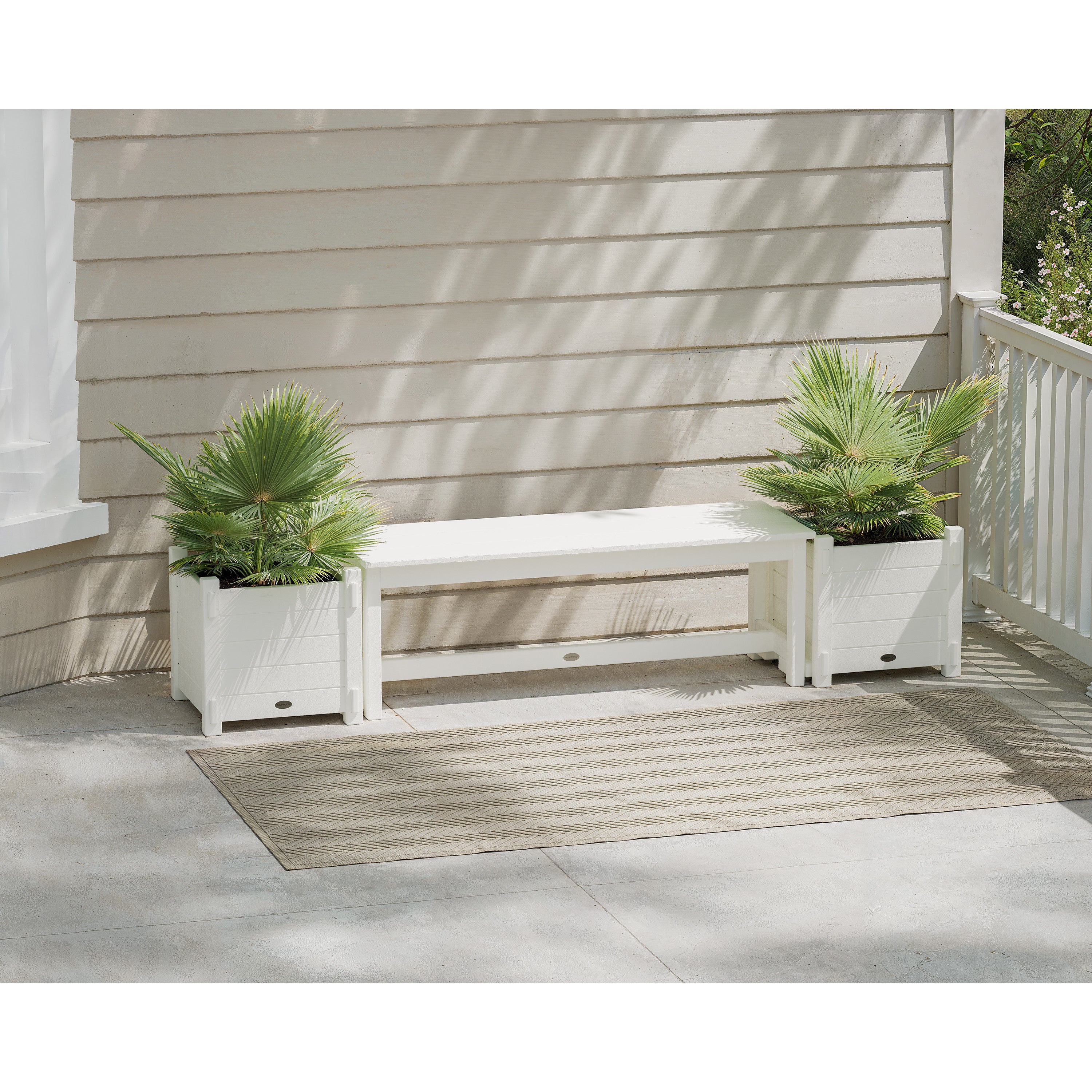 POLYWOOD® 48" Nautical Straight Planter Bench Set