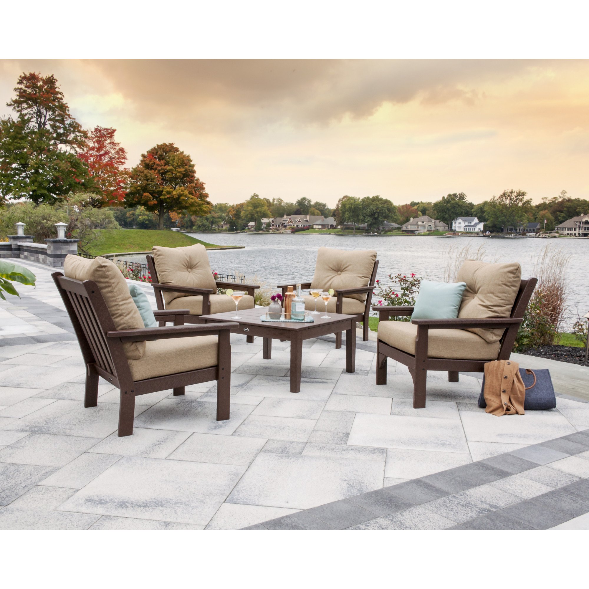POLYWOOD® Vineyard 5-Piece Deep Seating Conversation Set - Lifestyle View 1