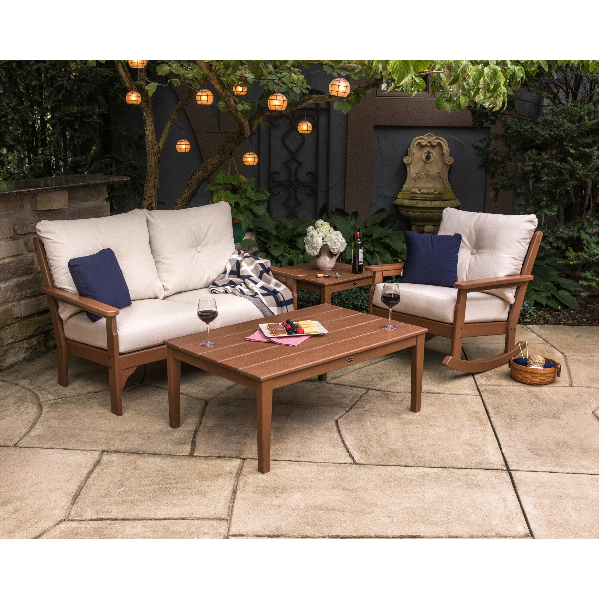 POLYWOOD® Vineyard 4-Piece Deep Seating Rocker Set - Lifestyle View 1