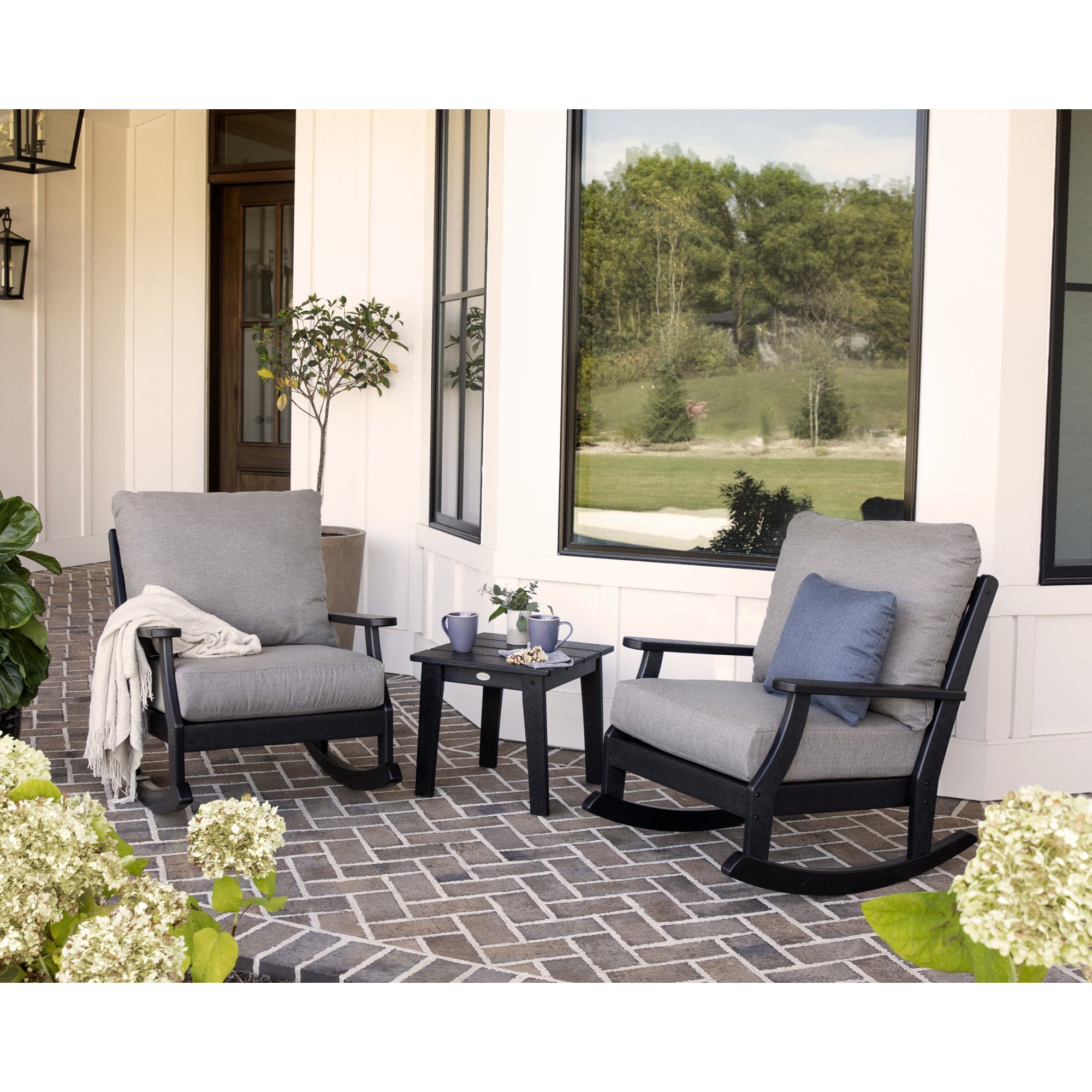 POLYWOOD® Braxton 3-Piece Deep Seating Rocker Set - Lifestyle View 1