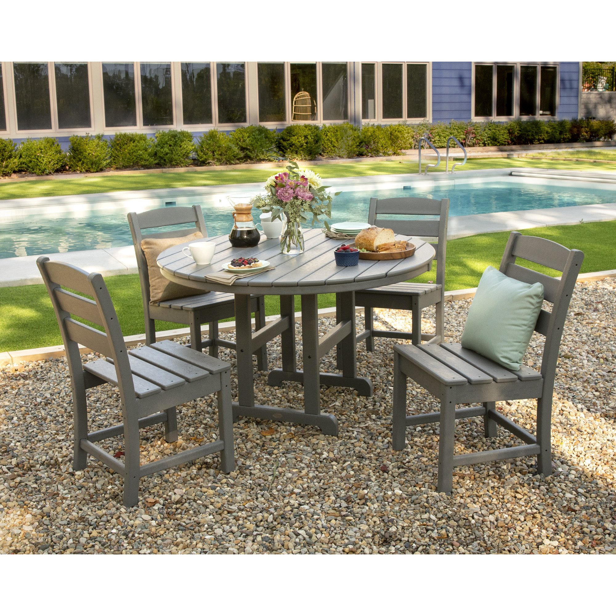 POLYWOOD® Lakeside 5-Piece Side Chair Dining Set - Lifestyle View 1