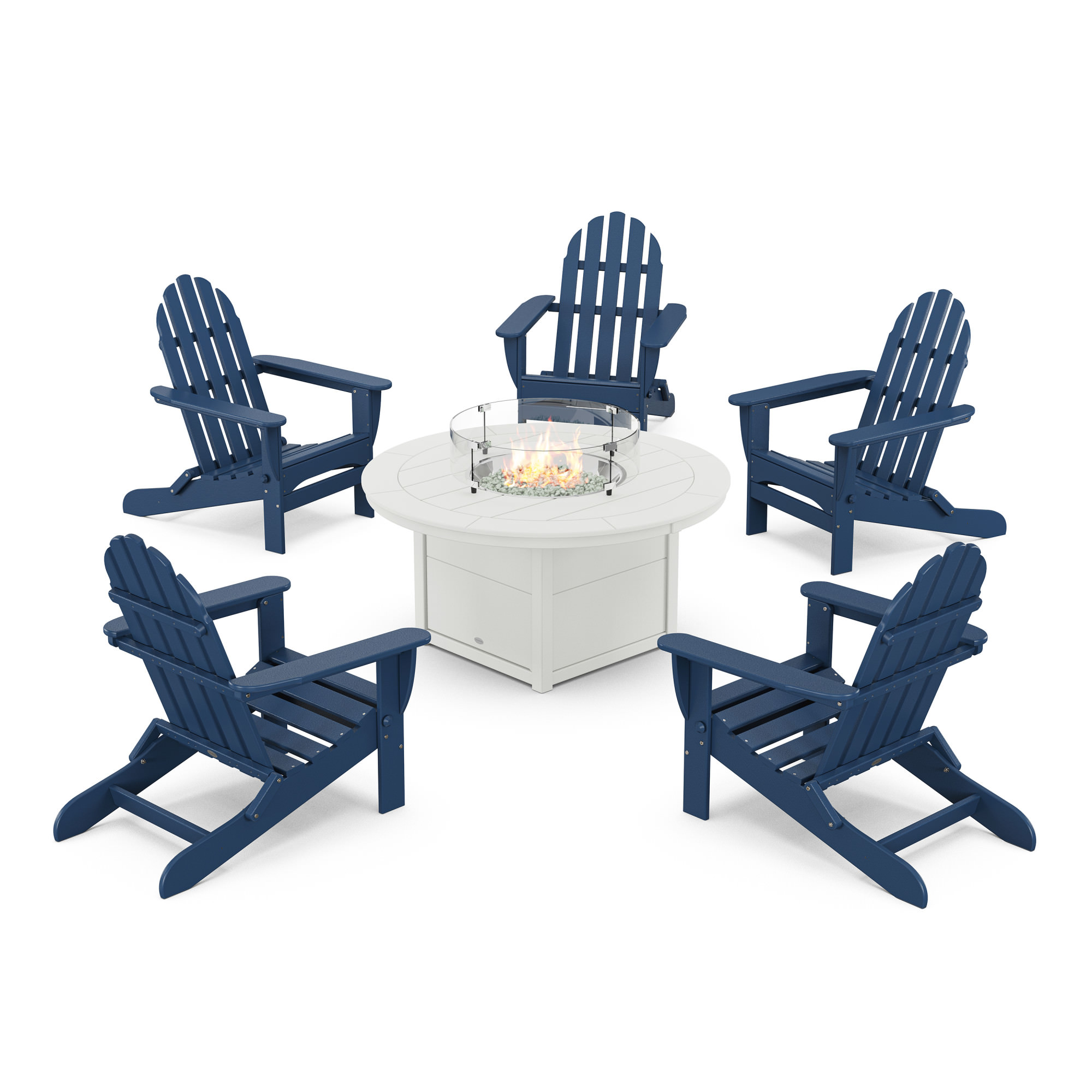POLYWOOD® Classic Folding Adirondack 6-Piece Conversation Set with