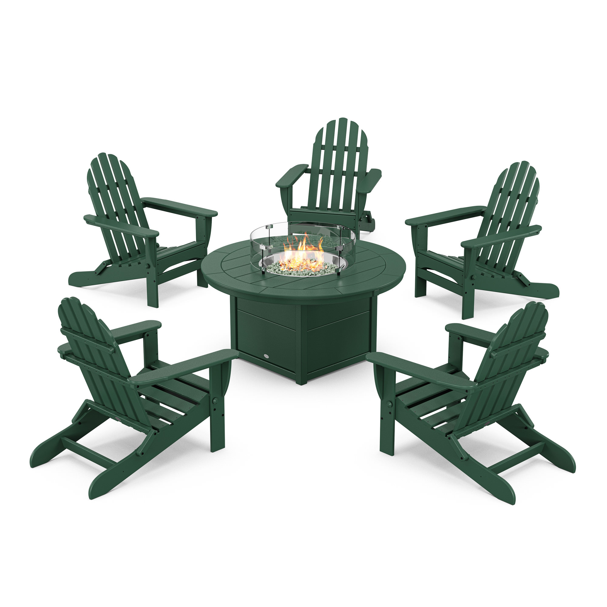 POLYWOOD® Classic Folding Adirondack 6-Piece Conversation Set with