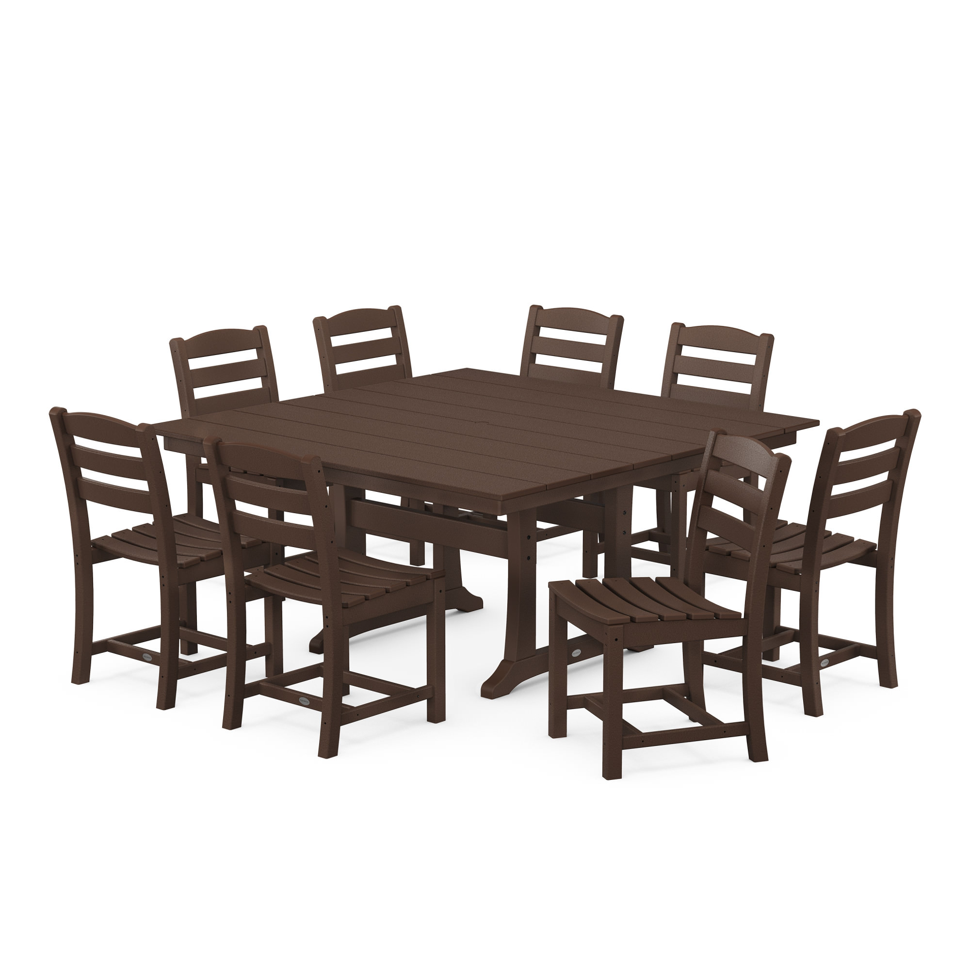 POLYWOOD® La Casa Cafe 9-Piece Farmhouse Trestle Dining Set