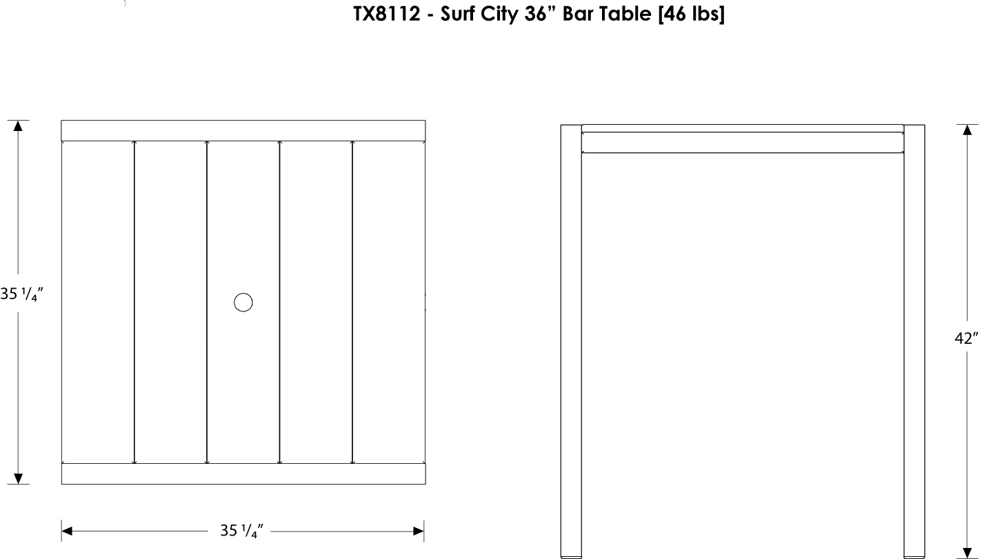 Trex® Outdoor Furniture Surf City 36 in Bar Table